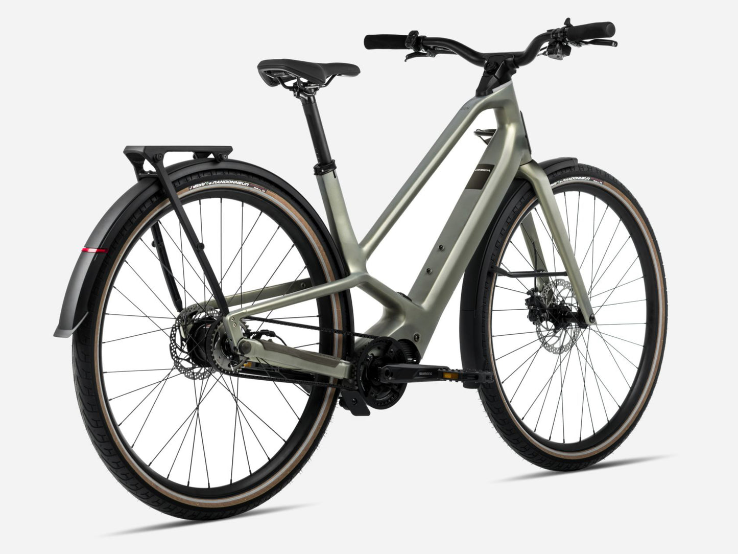 Orbea Diem 20 28MPH Road / commuter eBike Spaceship green matte Rear facing view