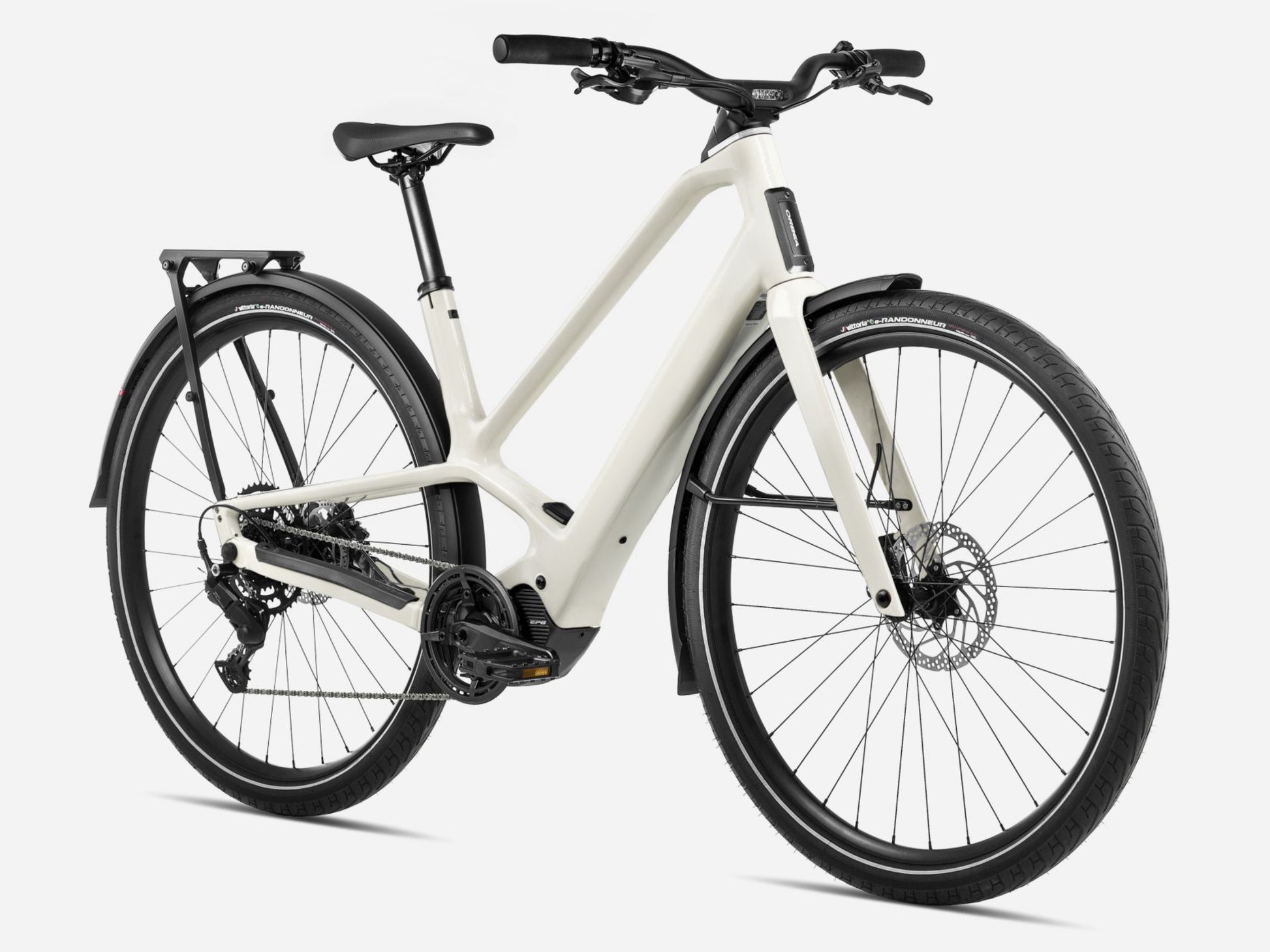 Orbea Diem 30 28MPH Road / commuter eBike Ivory white gloss Forward facing view