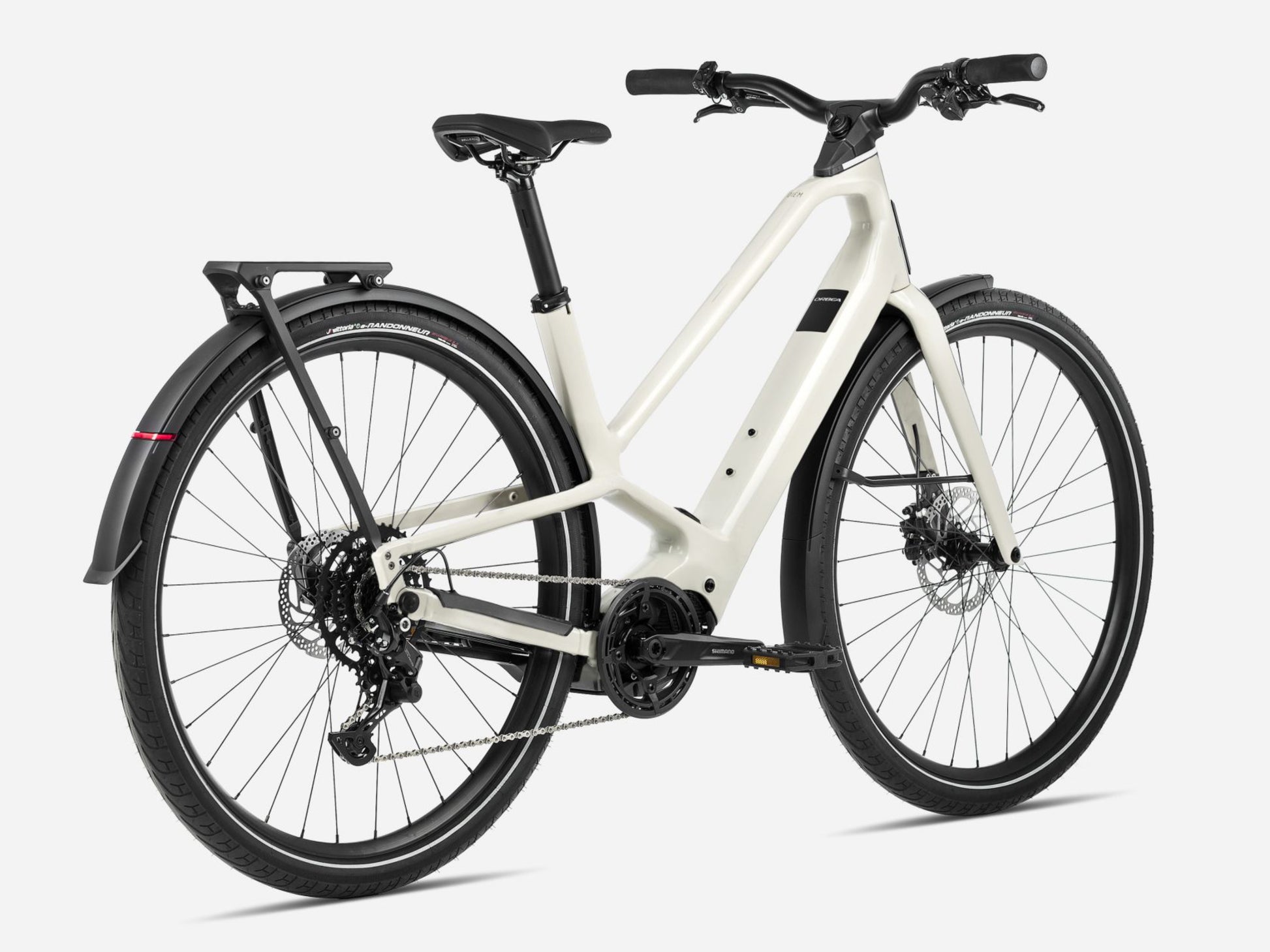 Orbea Diem 30 28MPH Road / commuter eBike Ivory white gloss Rear facing view
