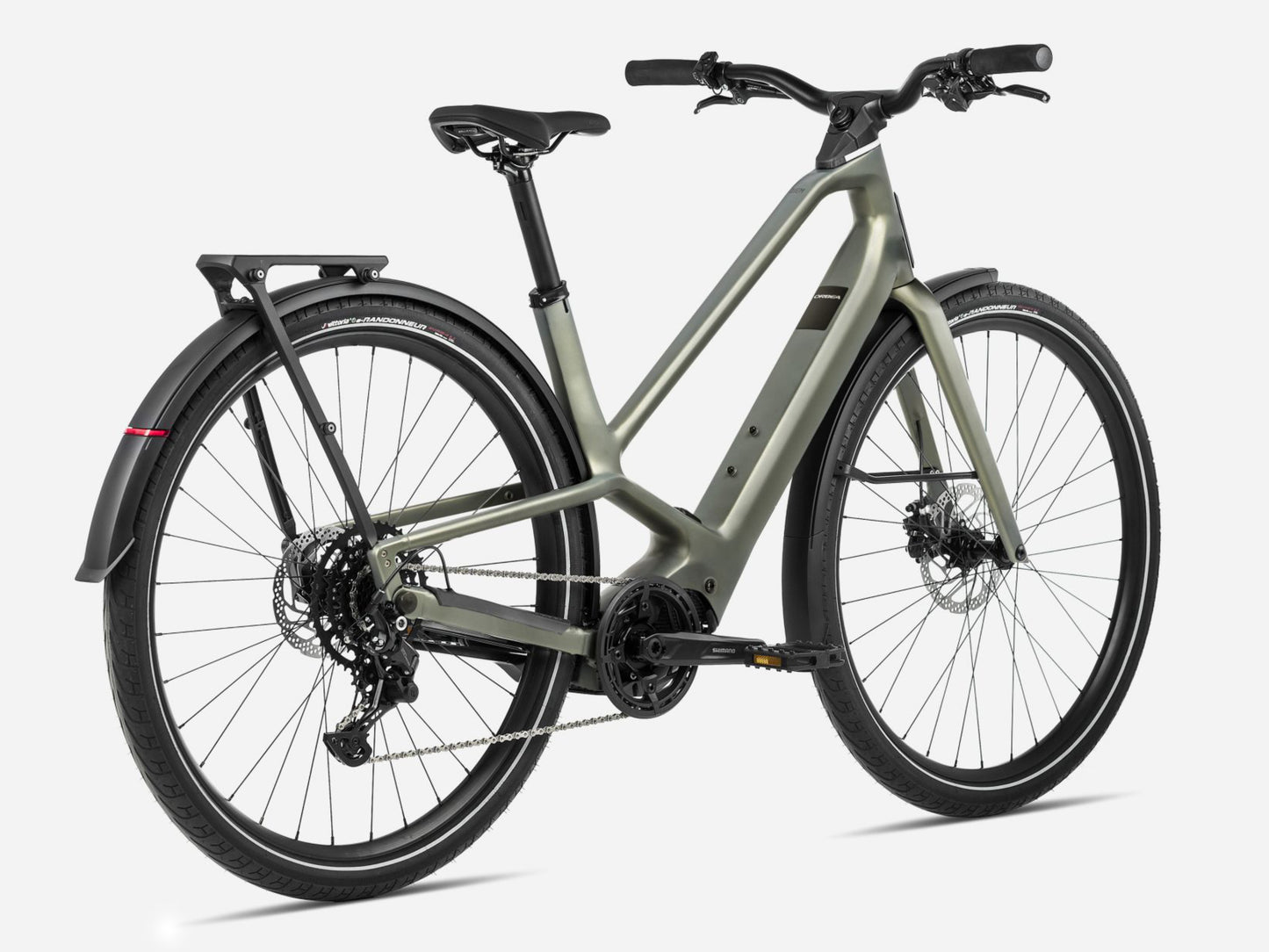 Orbea Diem 30 28MPH Road / commuter eBike Spaceship green matte Rear facing view