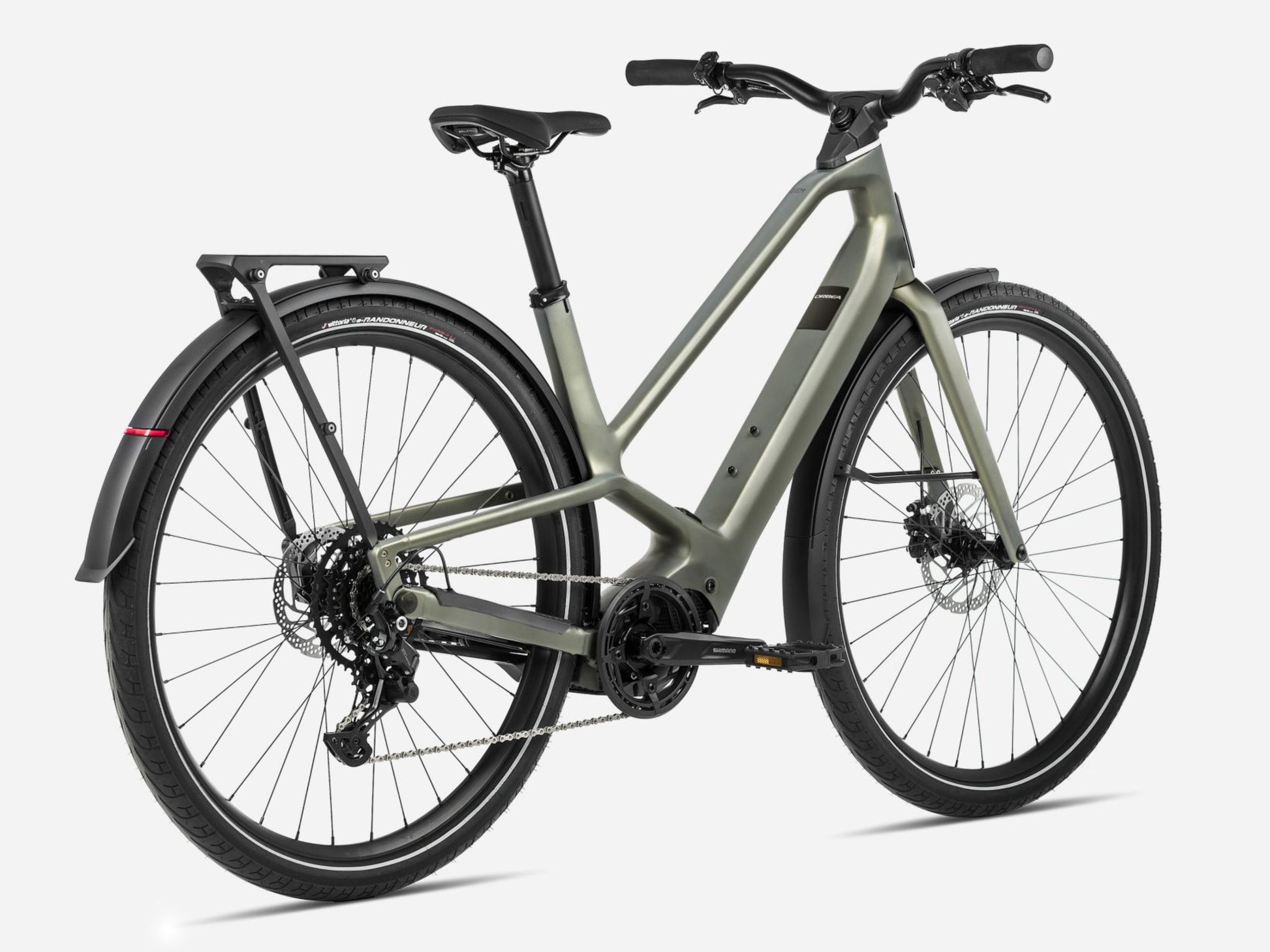 Orbea Diem 30 28MPH Road / commuter eBike Spaceship green matte Rear facing view