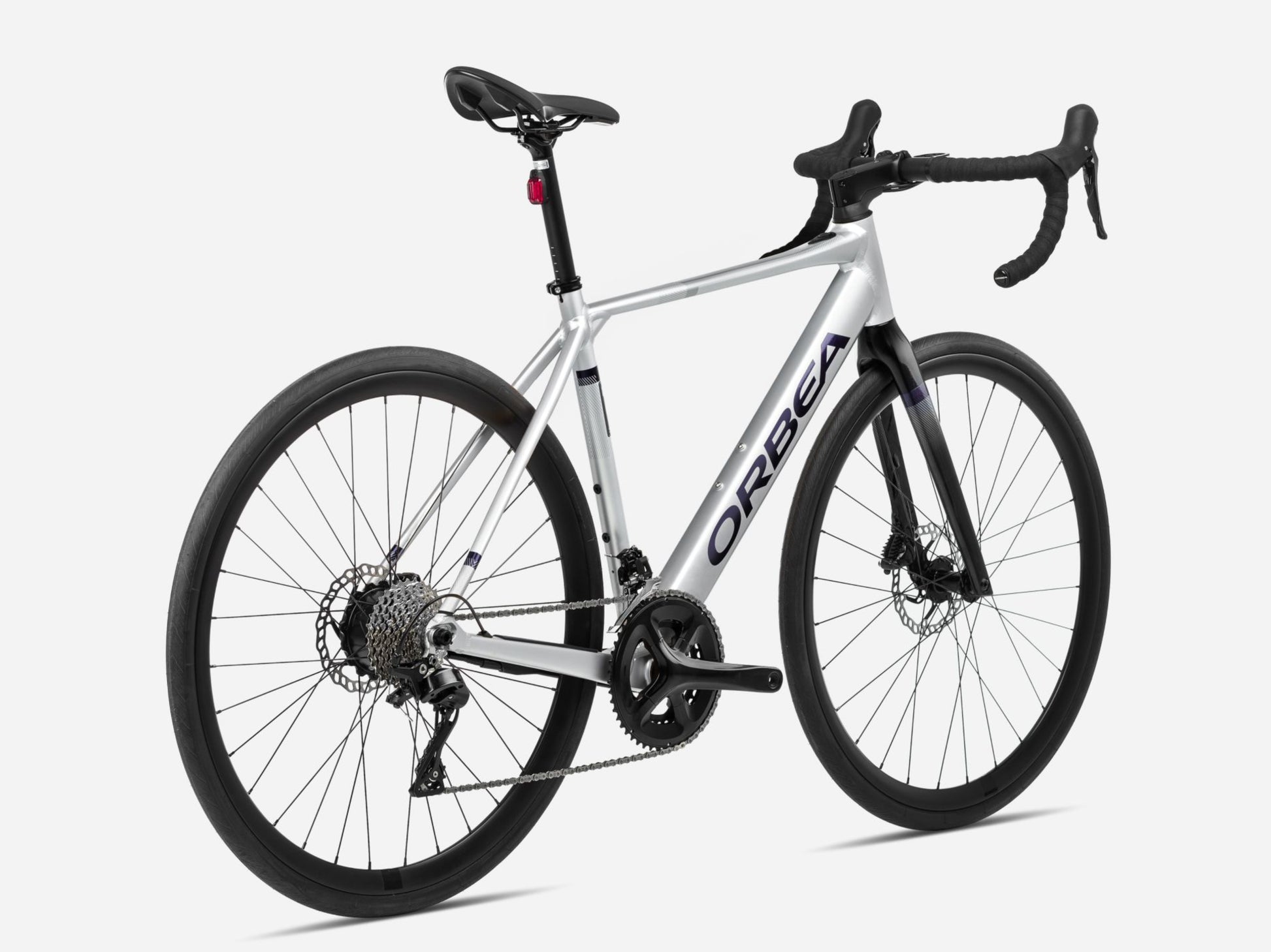Orbea Gain D50 Gravel Road eBike Metallic silver matte / black gloss Rear facing view