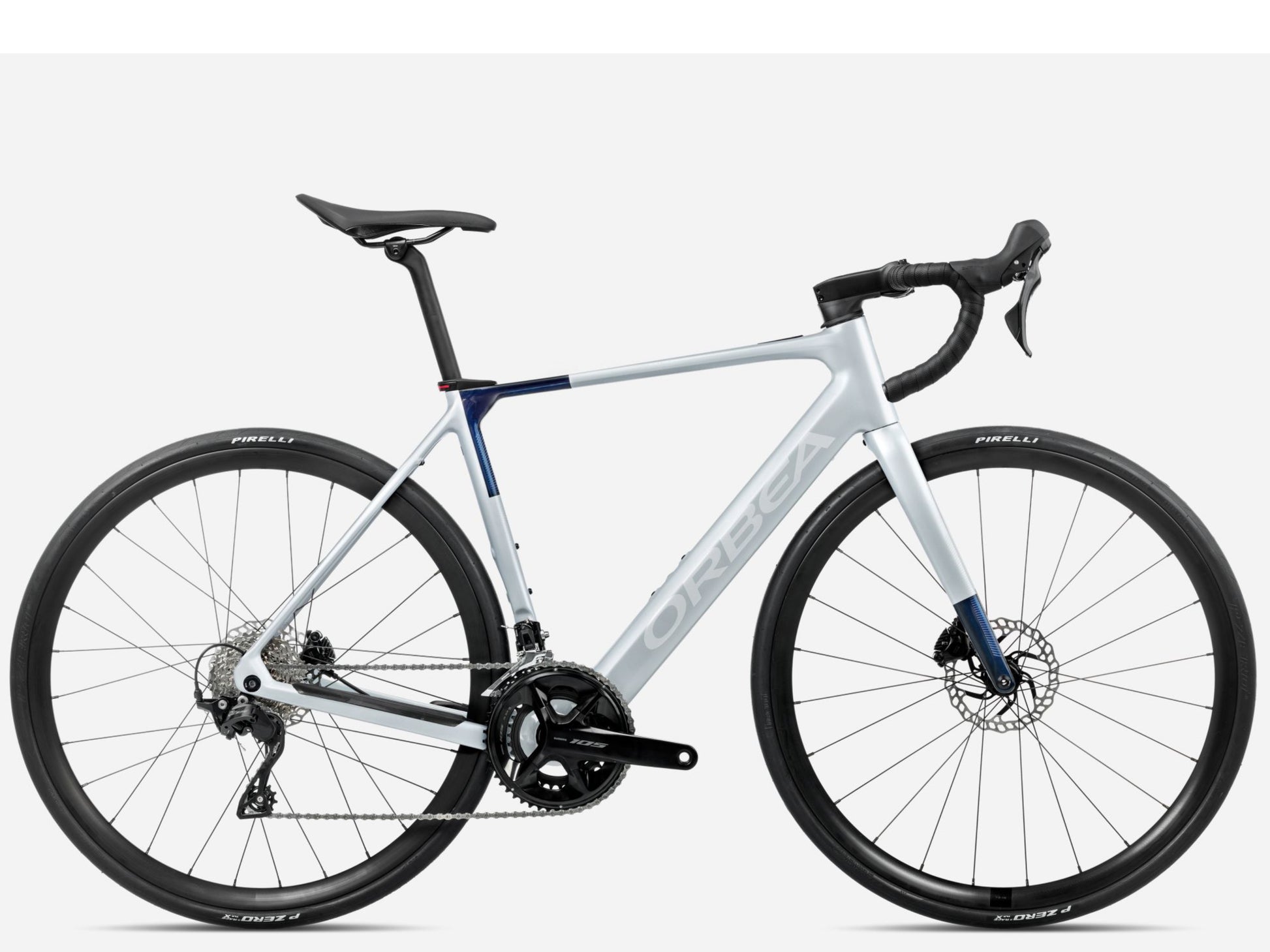 Orbea Gain M30 Gravel Road eBike Halo sIlver matte / blue carbon view gloss Side profile