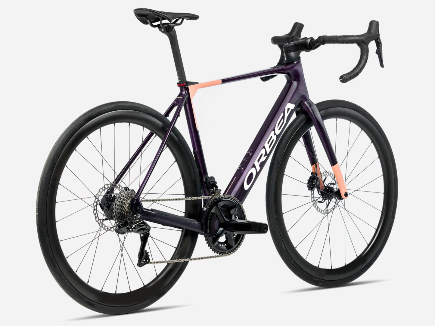 Orbea Gain M40 Gravel Road eBike Fantasy purple carbon view gloss / orange cloud matte Rear facing view *image may not reflect exact model