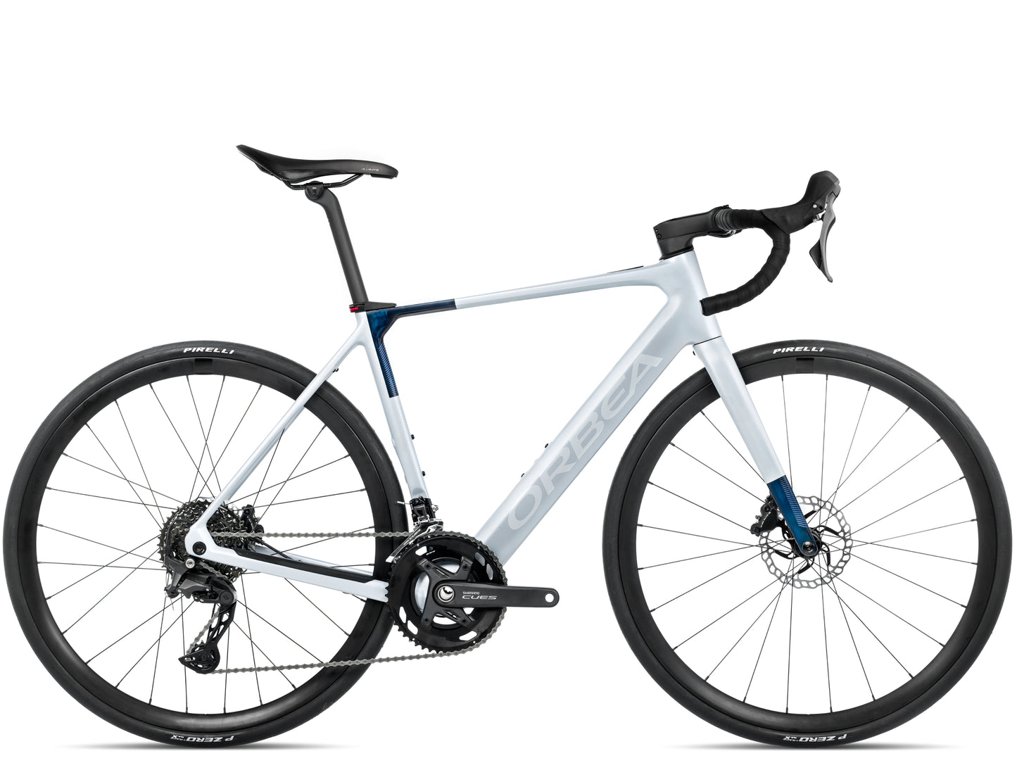 Orbea Gain M40 Gravel Road eBike Halo sIlver matte / blue carbon view gloss Side profile