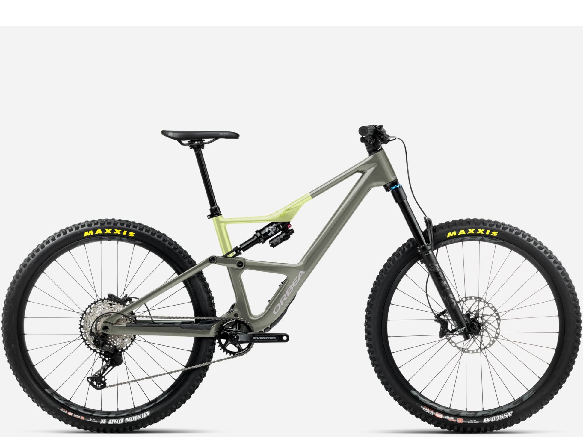 Orbea Occam LT H10 Full Suspension Mountain bike Spaceship green / acid gum gloss Side profile