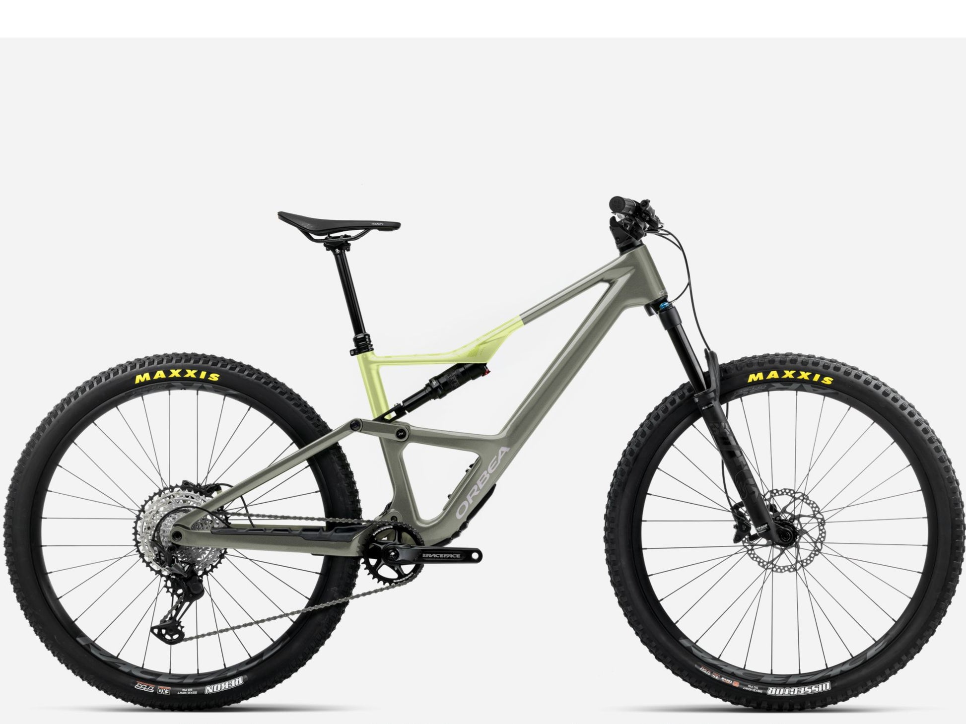 Orbea Occam SL H10 Full Suspension Mountain bike Spaceship green / acid gum gloss Side profile