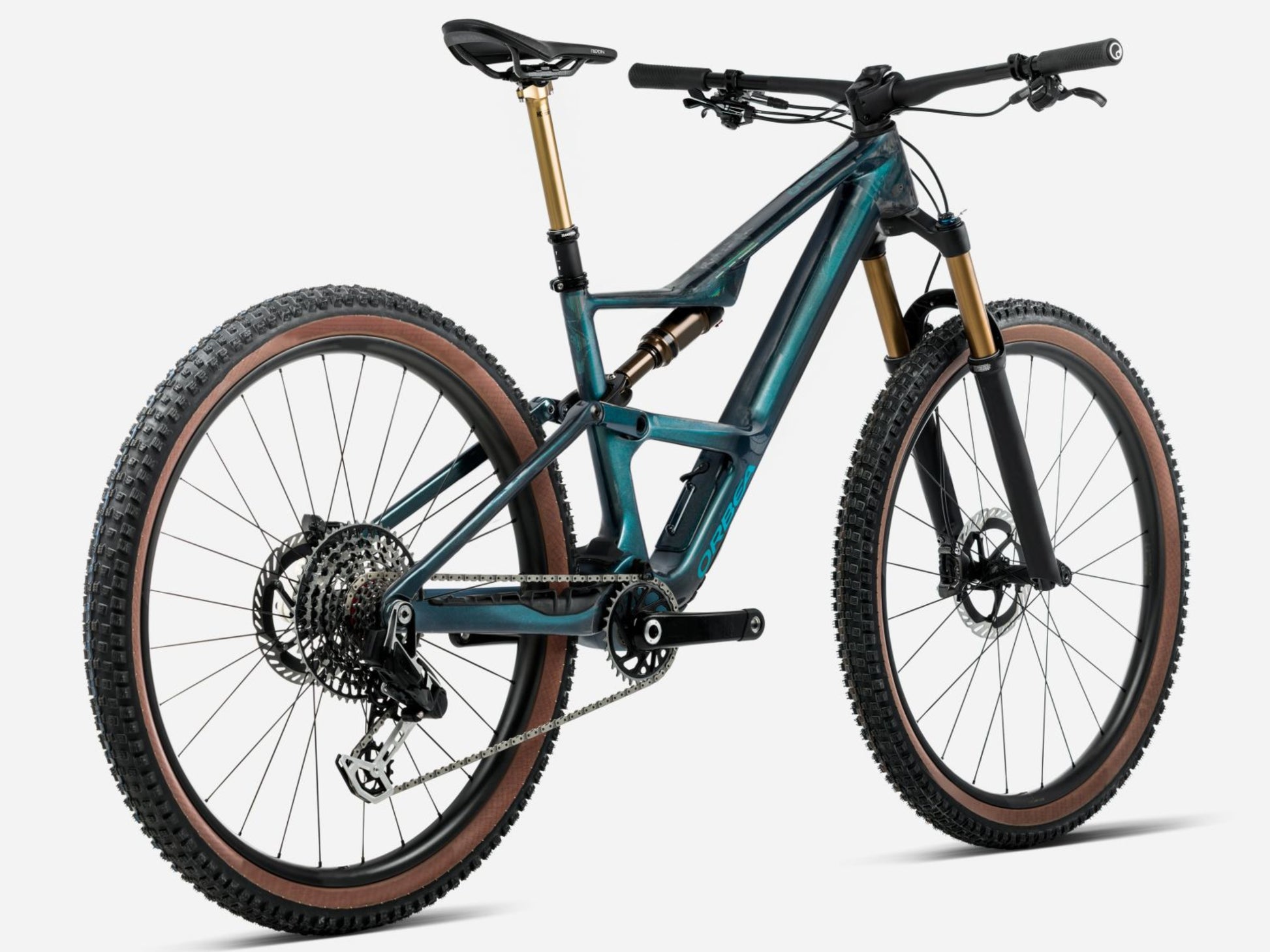 Orbea Occam SL M10 Full Suspension Mountain bike Escape green / carbon gloss Rear facing view