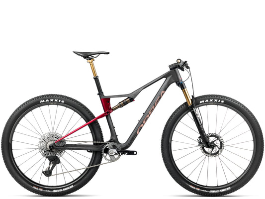 Orbea Oiz M-Team Factory Full Suspension Mountain bike Diamond carbon view matte / cherry red gloss Side profile