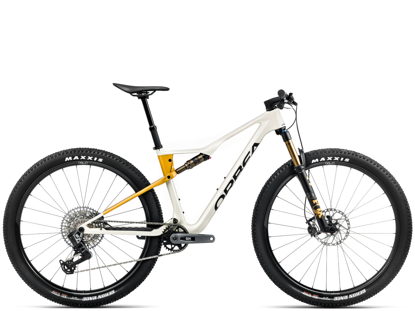 Orbea Oiz M10 AXS Full Suspension Mountain bike Ivory white gloss / bumblebee yellow matte Side profile