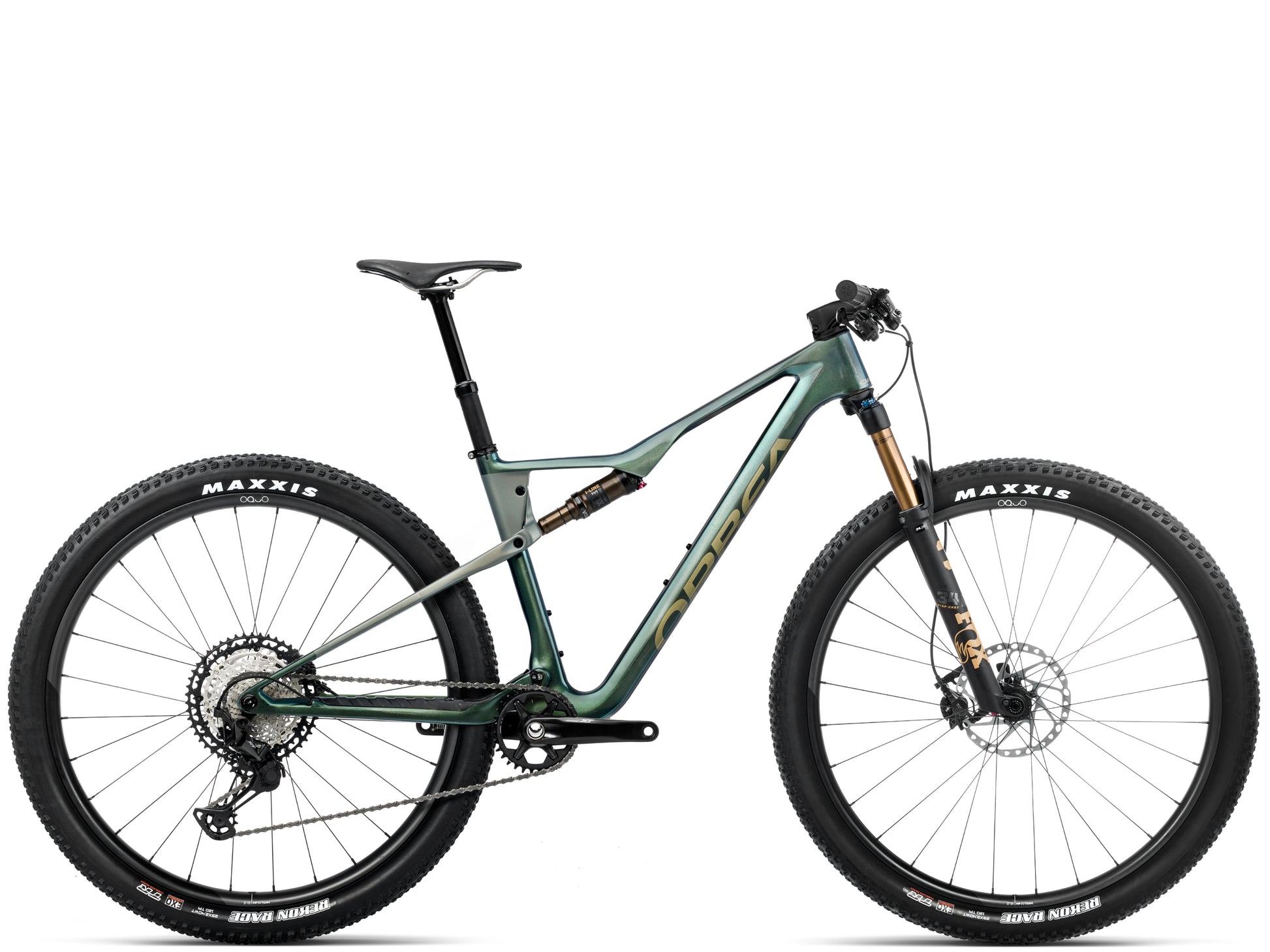 Orbea Oiz M10 Full Suspension Mountain bike Seaweed carbon view gloss / spaceship green matte Side profile
