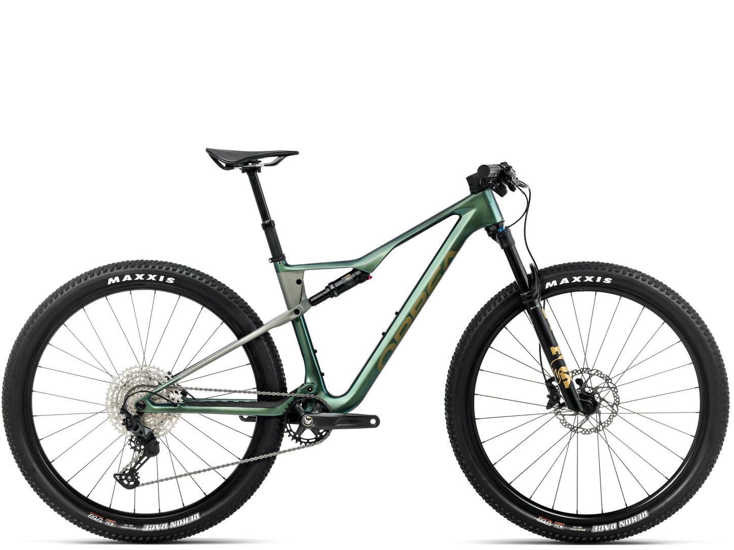 Orbea Oiz M30 Full Suspension Mountain bike Seaweed carbon view gloss / spaceship green matte Side profile