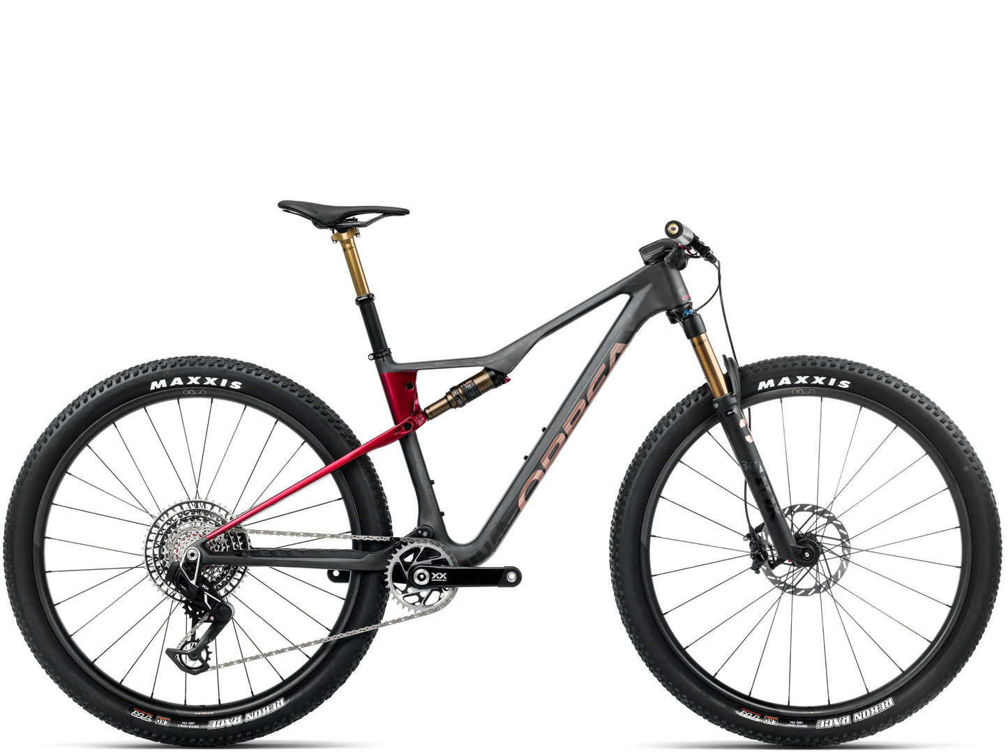 Orbea Oiz M-LTD Full Suspension Mountain bike Diamond carbon view matte / cherry red gloss Side profile