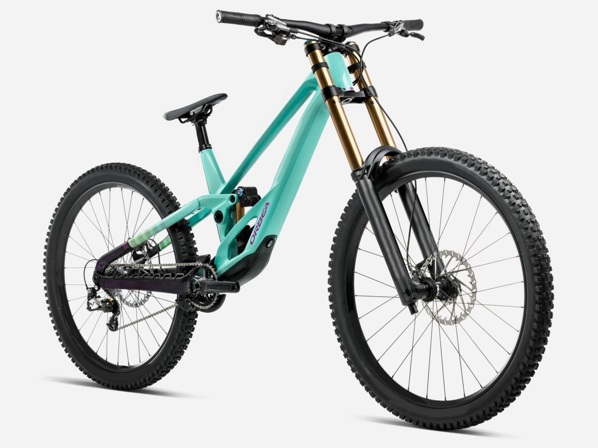 Orbea Rallon D-LTD Downhill Full Suspension mountain bike Enduro Aloha green / fantasy purple carbon view gloss Forward facing view