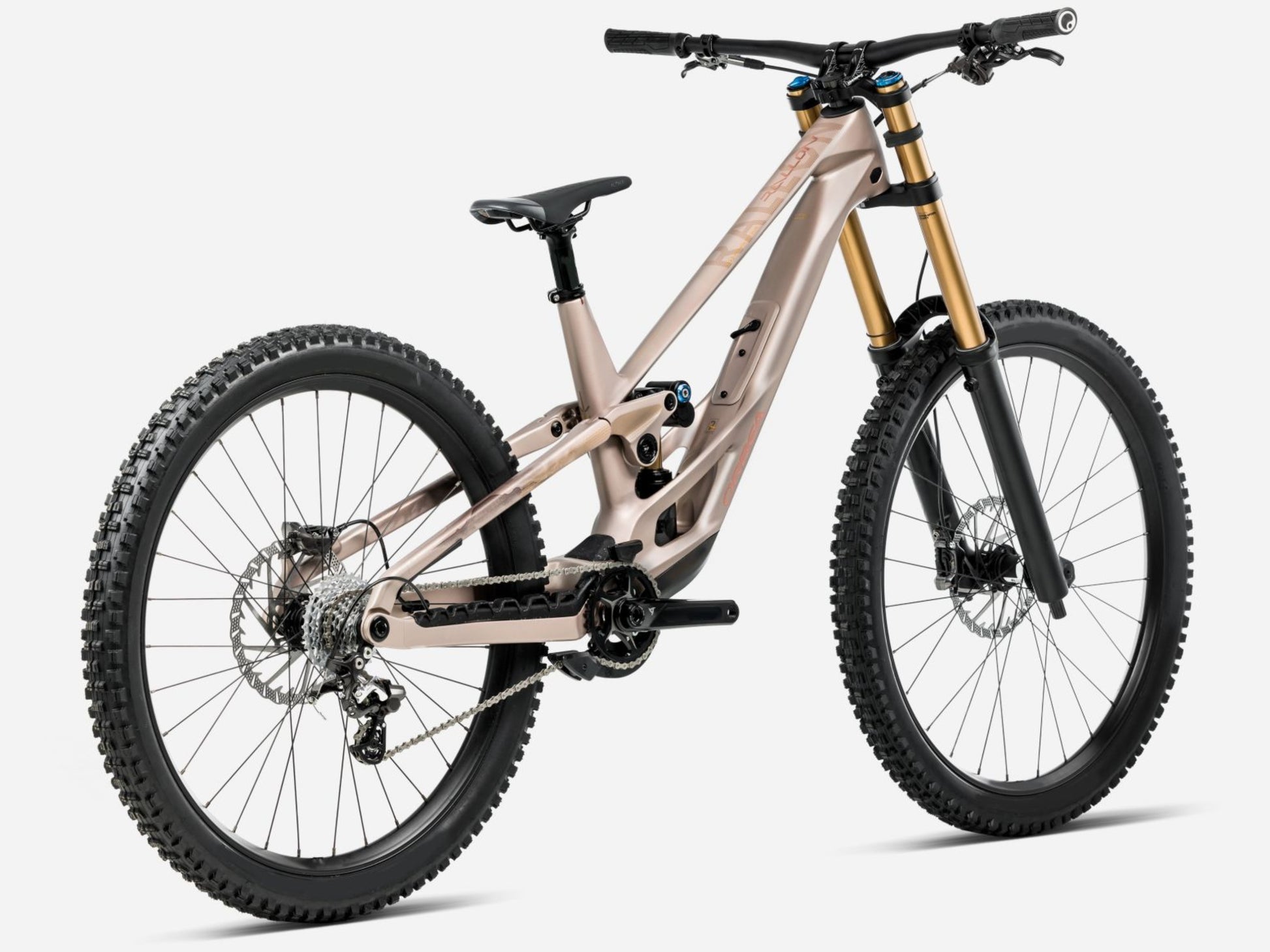 Orbea Rallon D-LTD Downhill Full Suspension mountain bike Enduro Nickel matte / nickel chrome gloss Rear facing view