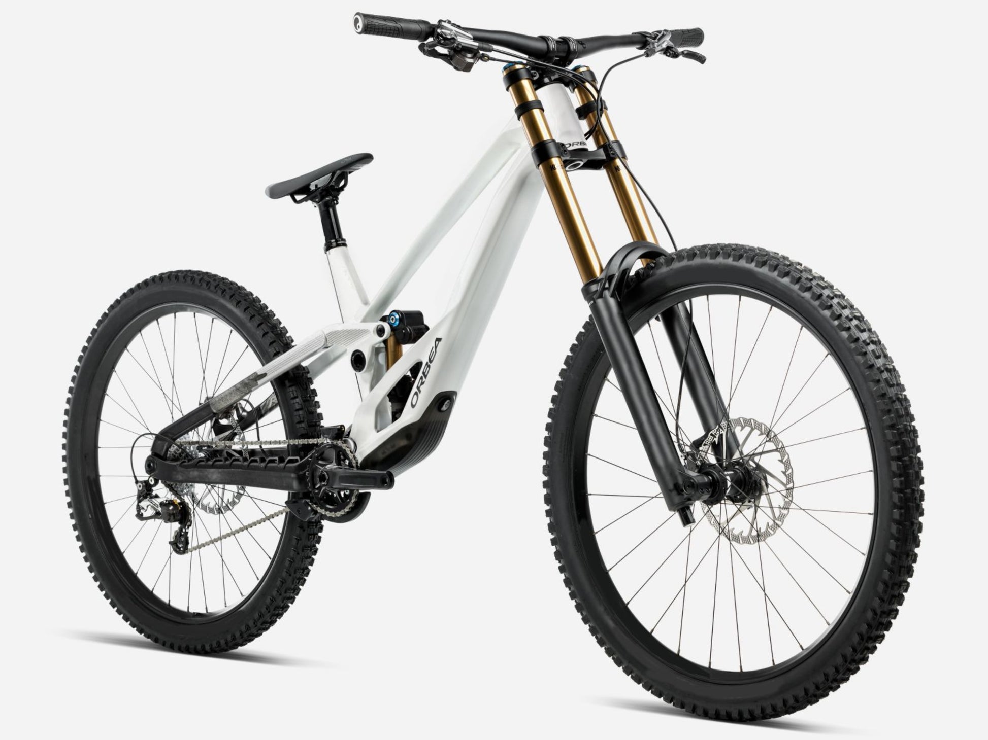 Orbea Rallon D-LTD Downhill Full Suspension mountain bike Enduro White chic / diamond black gloss Forward facing view