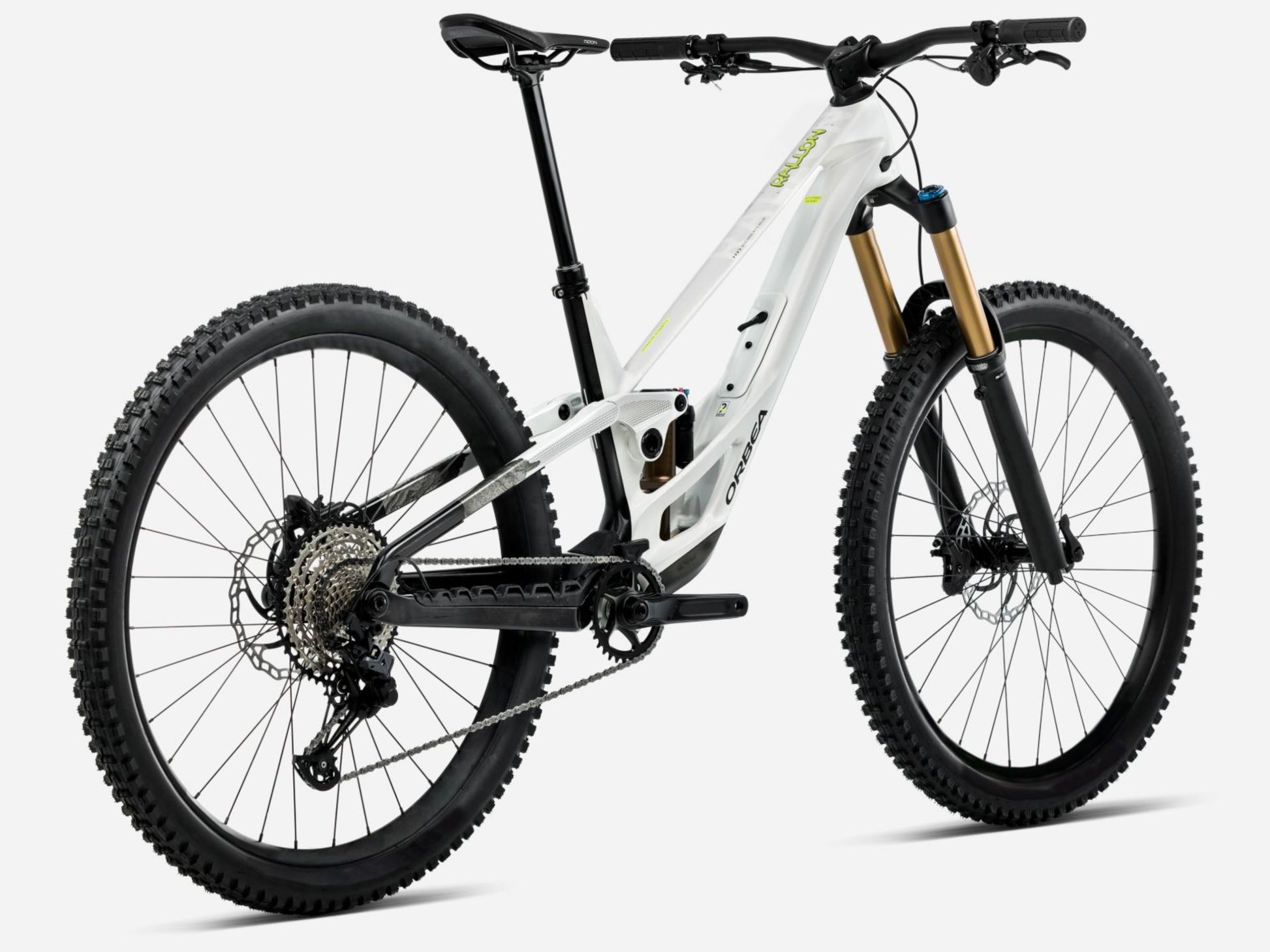 Orbea Rallon E10 Full Suspension mountain bike Enduro White chic / diamond black gloss Rear facing view