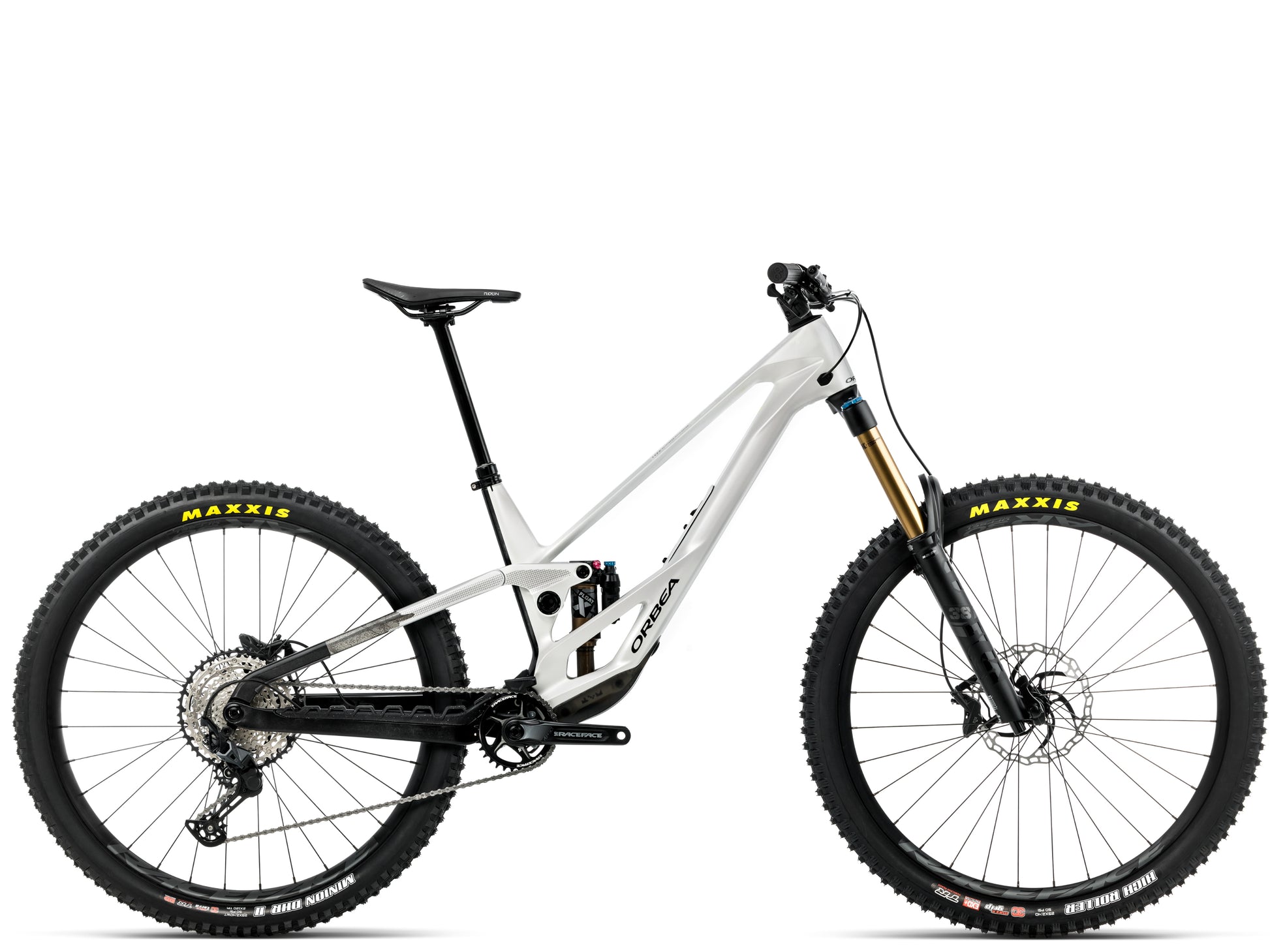 Orbea Rallon E10 Full Suspension mountain bike Enduro White chic / diamond black gloss Side profile