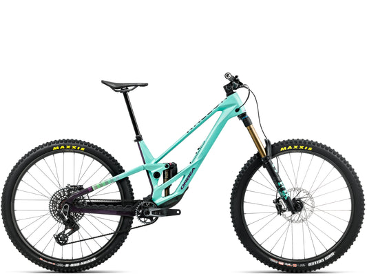 Orbea Rallon E-LTD Full Suspension mountain bike Enduro Aloha green / fantasy purple carbon view gloss Side profile