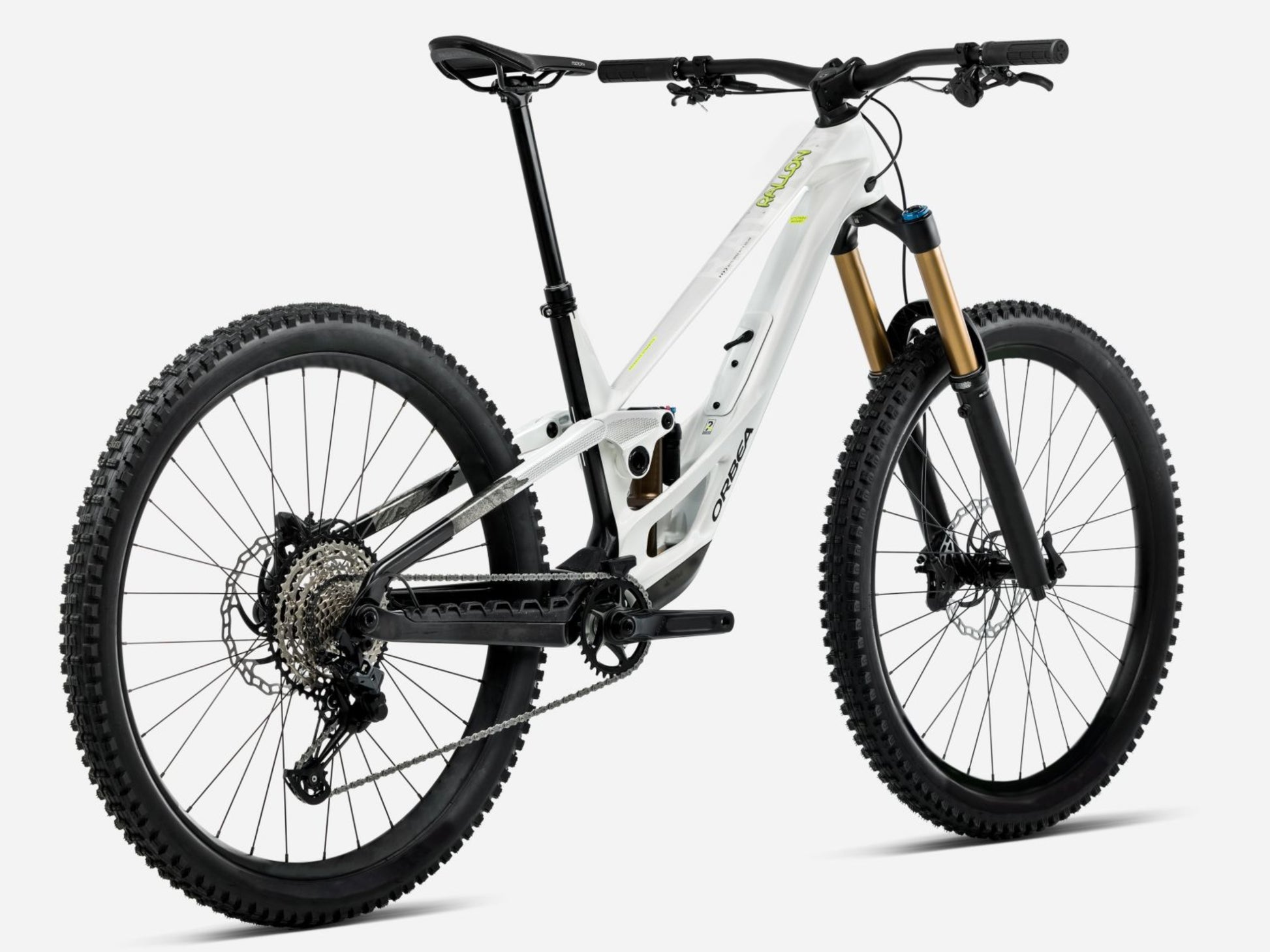 Orbea Rallon E-LTD Full Suspension mountain bike Enduro White chic / diamond black gloss Rear facing view