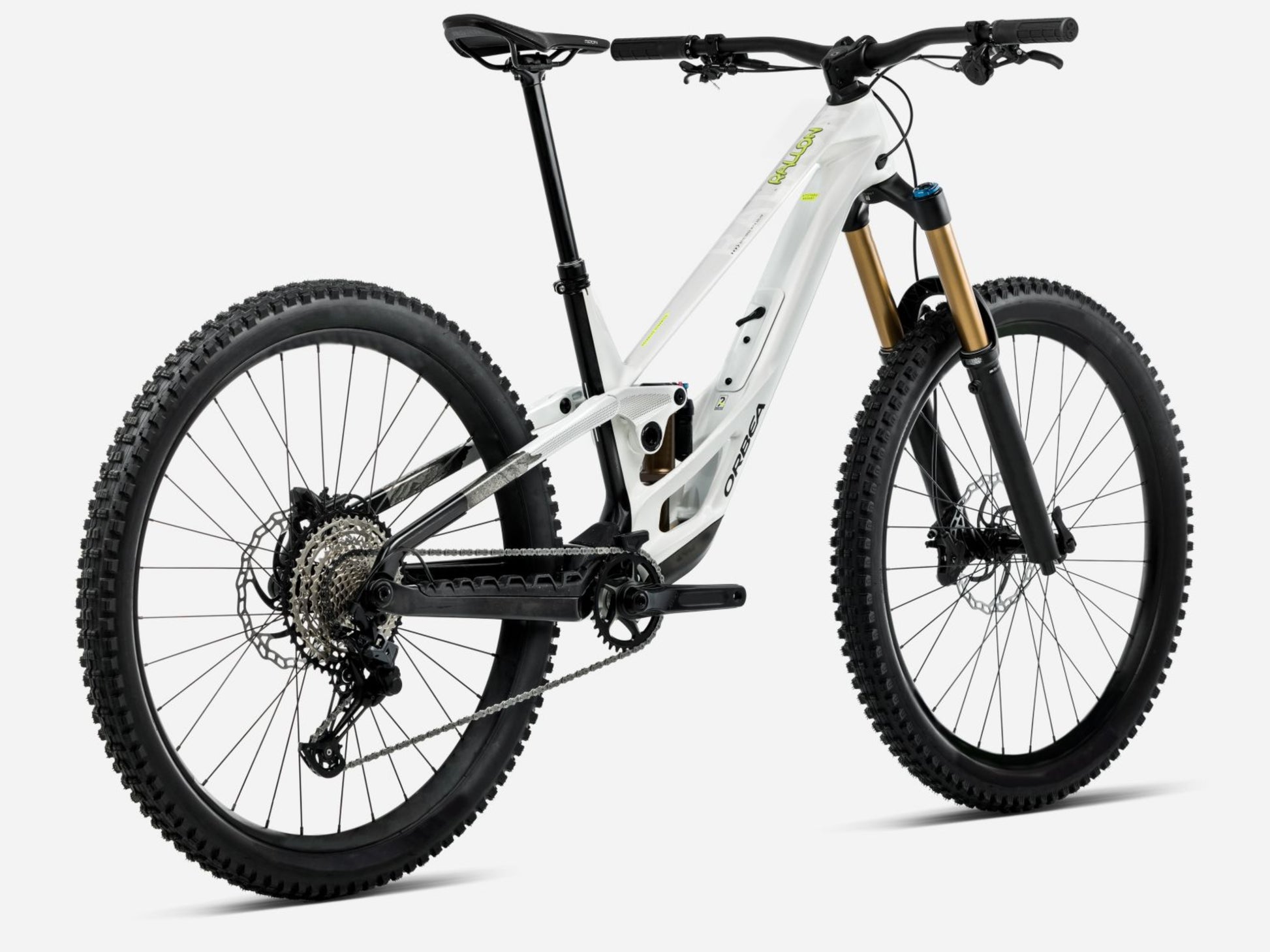 Orbea Rallon E-Team Full Suspension mountain bike Enduro White chic / diamond black gloss Rear facing view