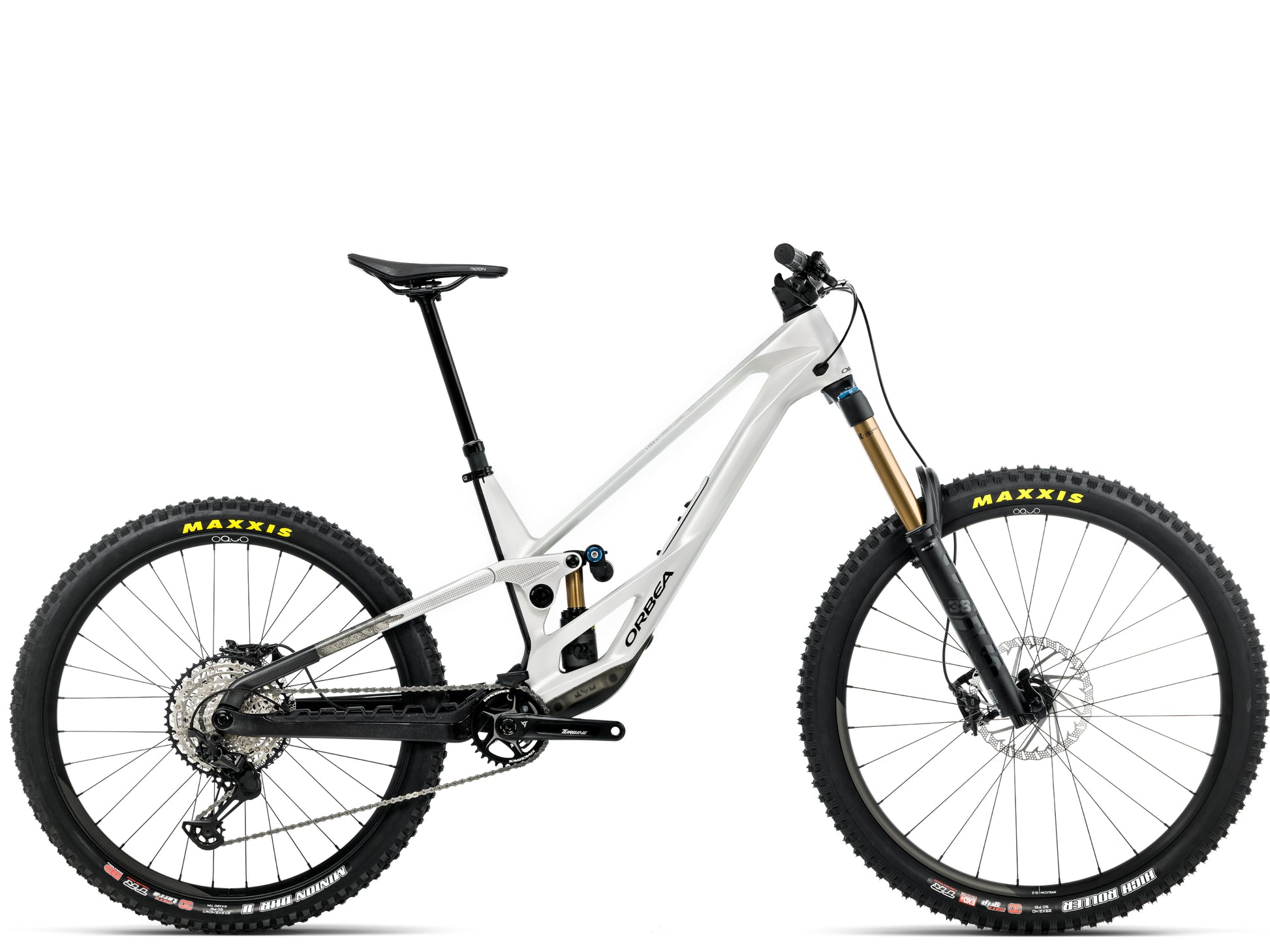 Orbea Rallon E-Team Full Suspension mountain bike Enduro White chic / diamond black gloss Side profile
