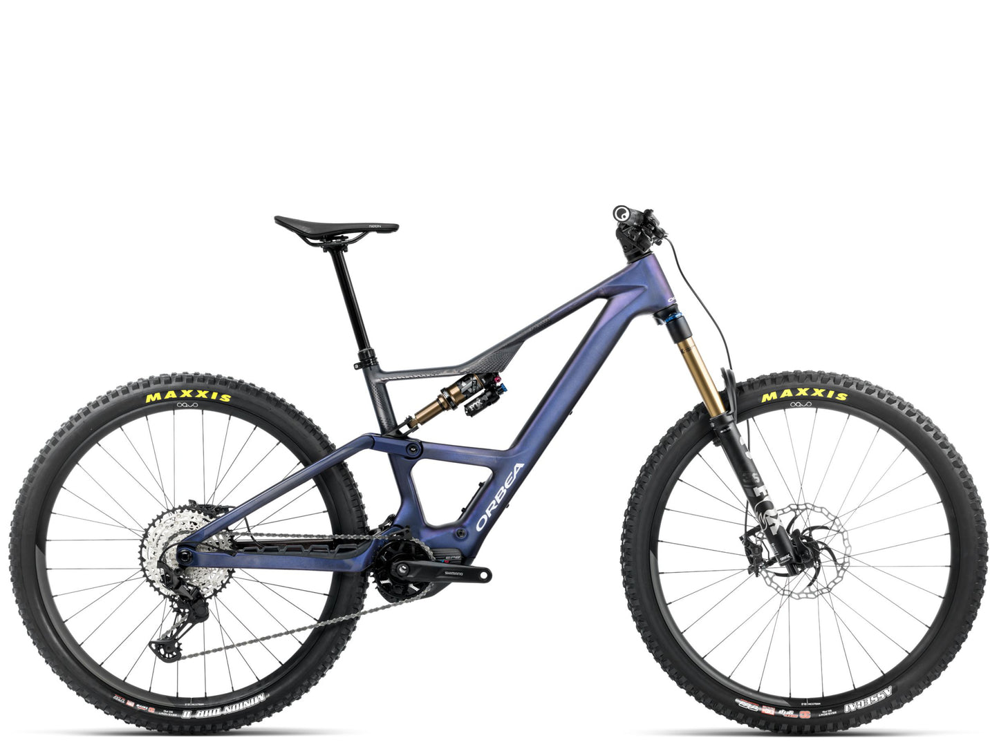 Orbea Rise LT M10 eMTB Tanzanite carbon view / Carbon raw matte Side profile