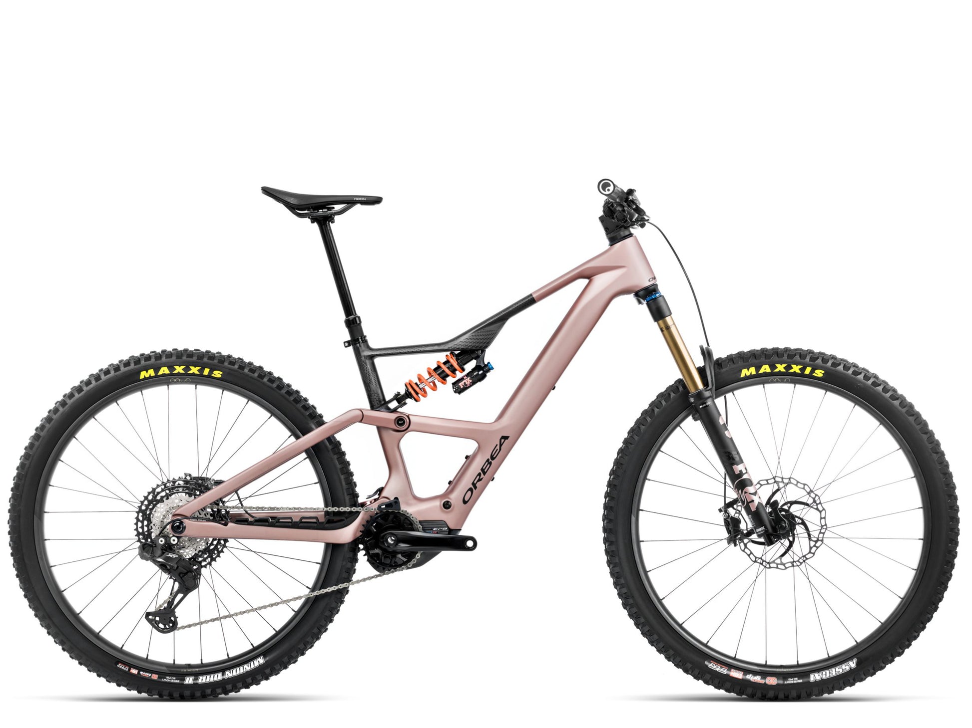 Orbea Rise LT M-Team eMTB Enduro Desert rose / carbon raw matte  Side view