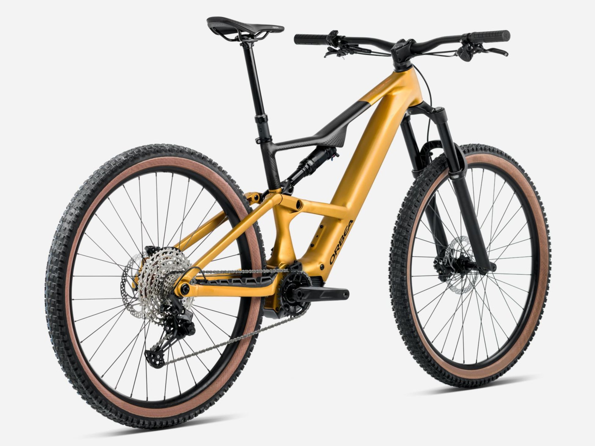 Orbea Rise SL H30 Full Suspension eMTB Bumblebee yellow / black matte Rear facing view