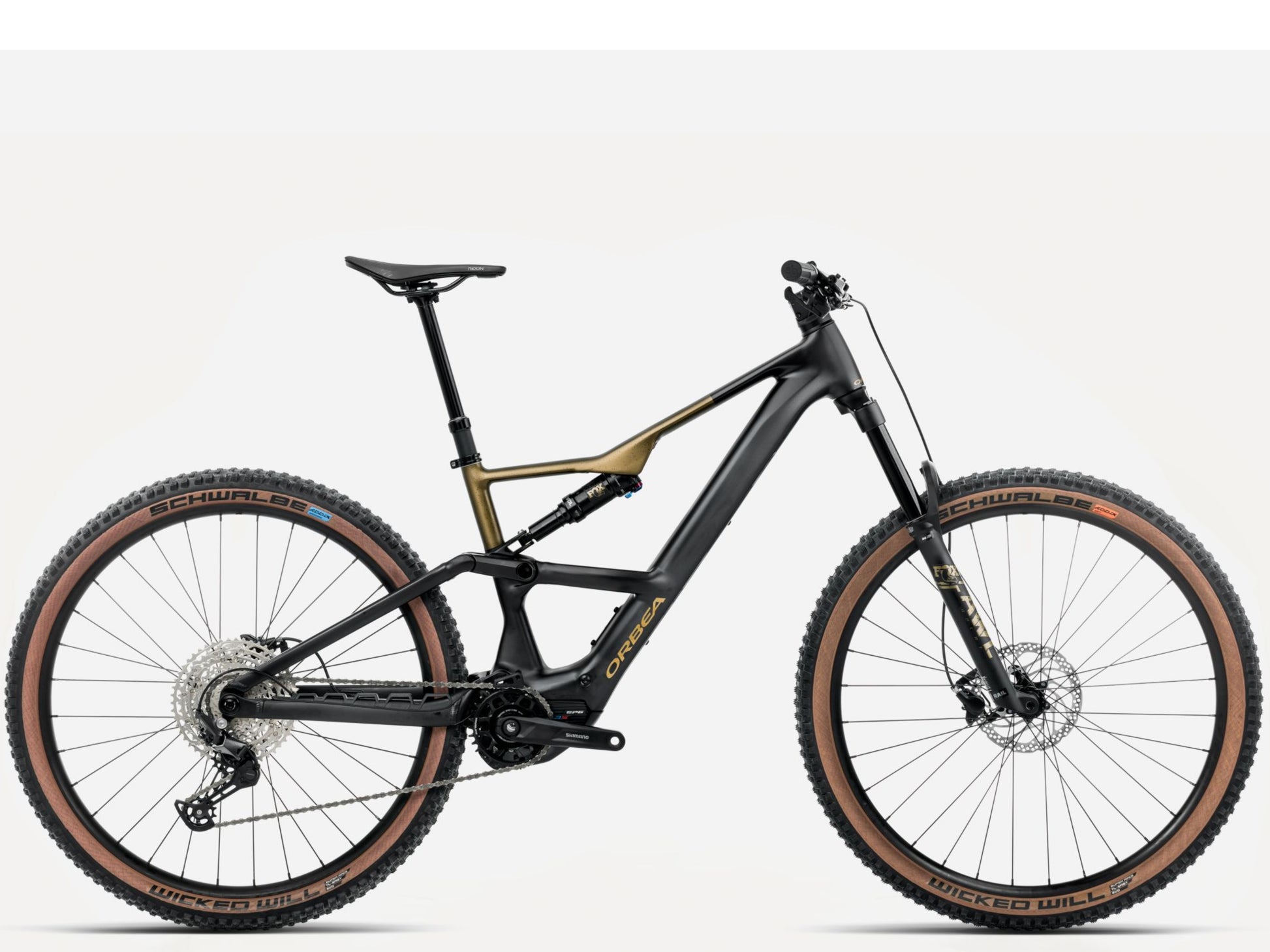 Orbea Rise SL H30 Full Suspension eMTB Black diamond / splash olive green Side profile
