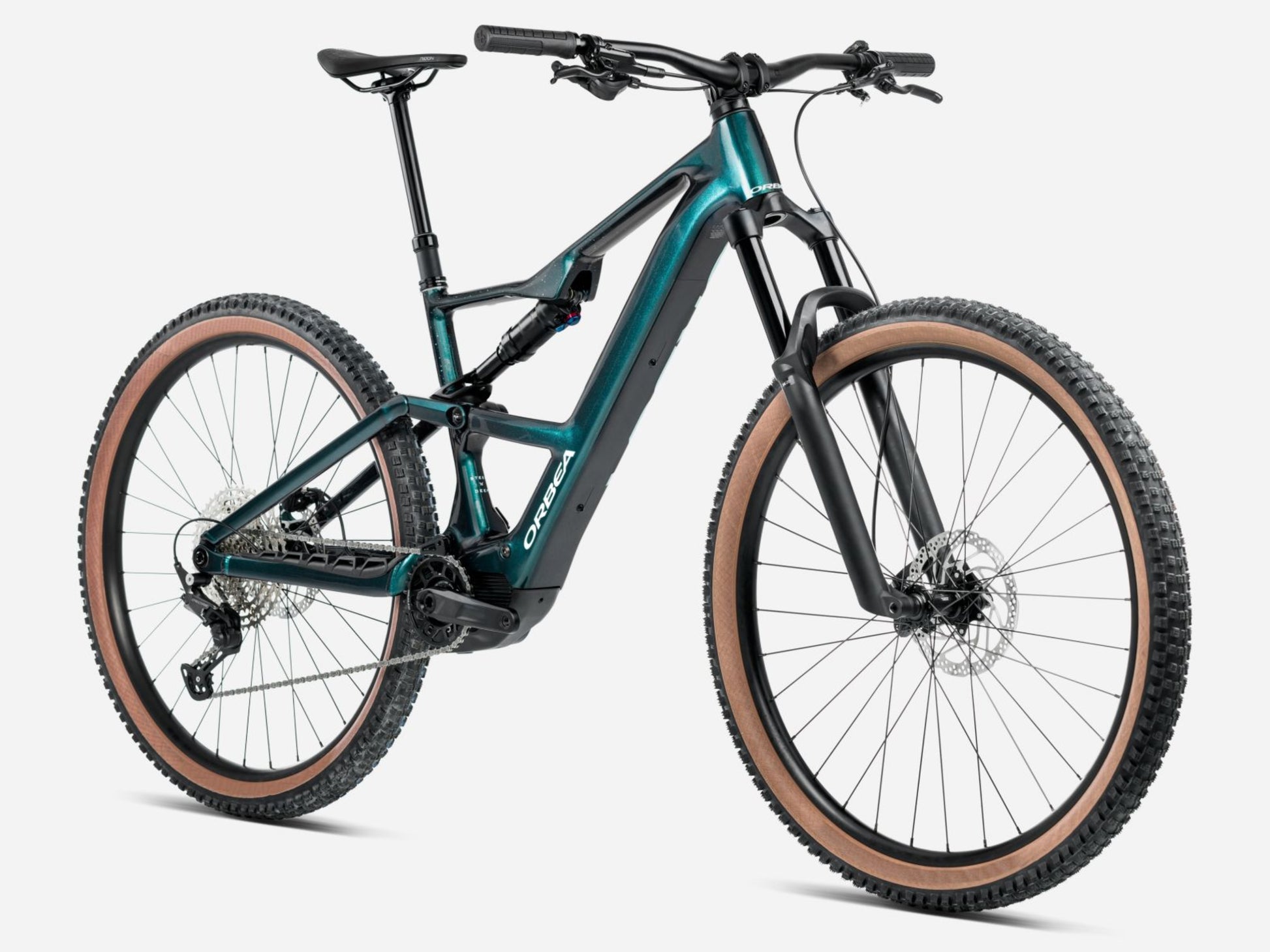 Orbea Rise SL H30 Full Suspension eMTB Escape green / splash ice green Forward facing view