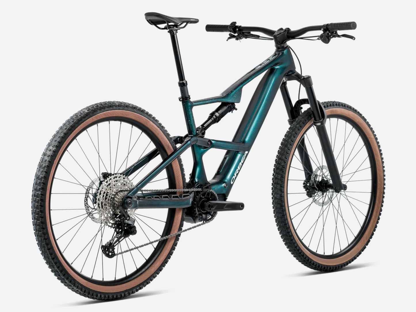 Orbea Rise SL H30 Full Suspension eMTB Escape green / splash ice green Rear facing view