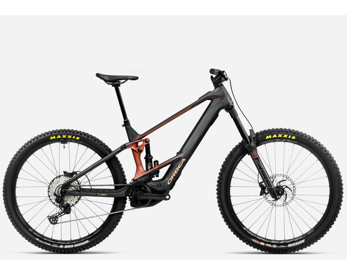 Orbea Wild M20 eMTB Enduro Diamond carbon view matte / mars red gloss Side profile