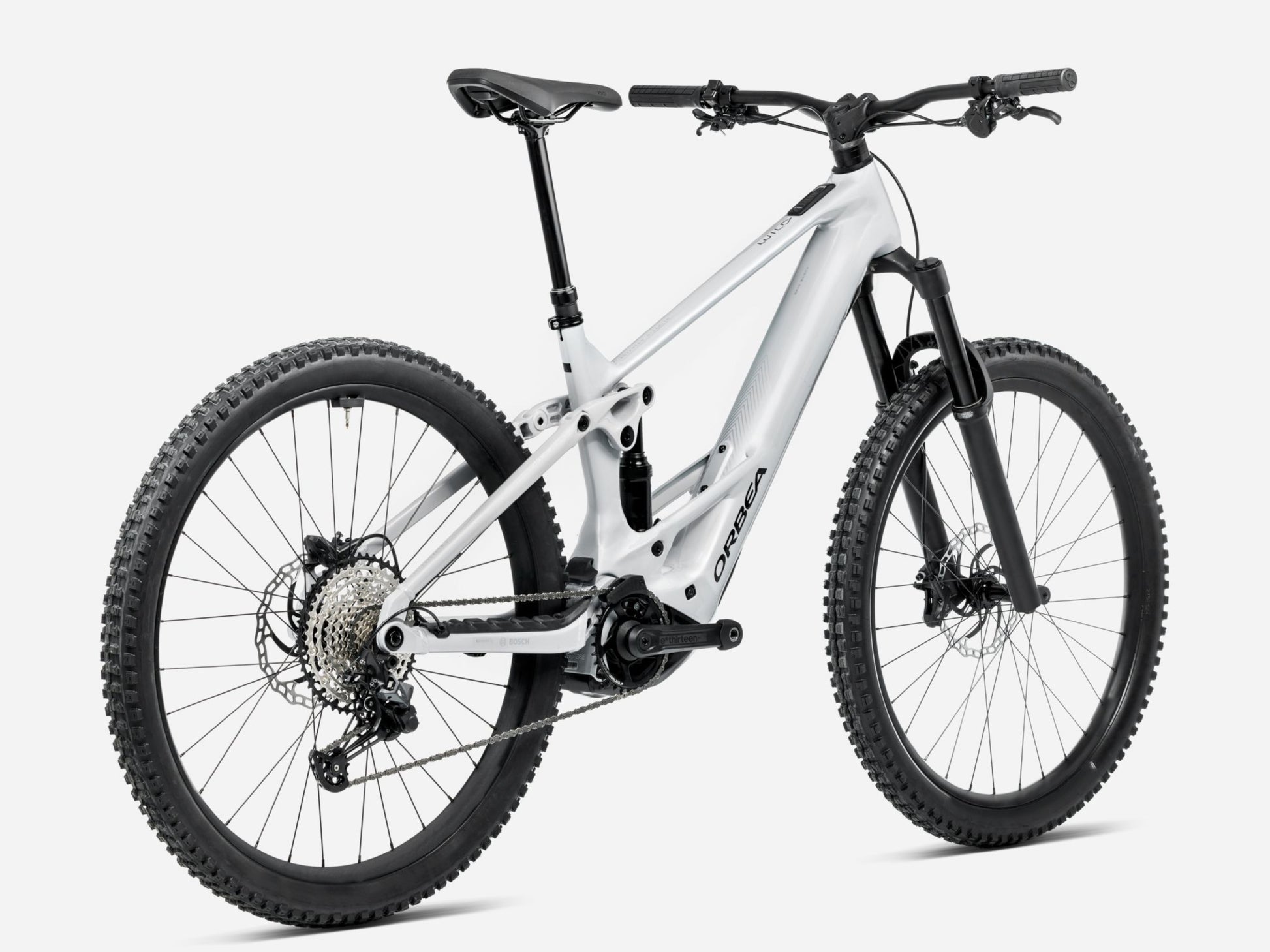 Orbea Wild ST H20 eMTB Enduro Halo silver gloss Rear facing view