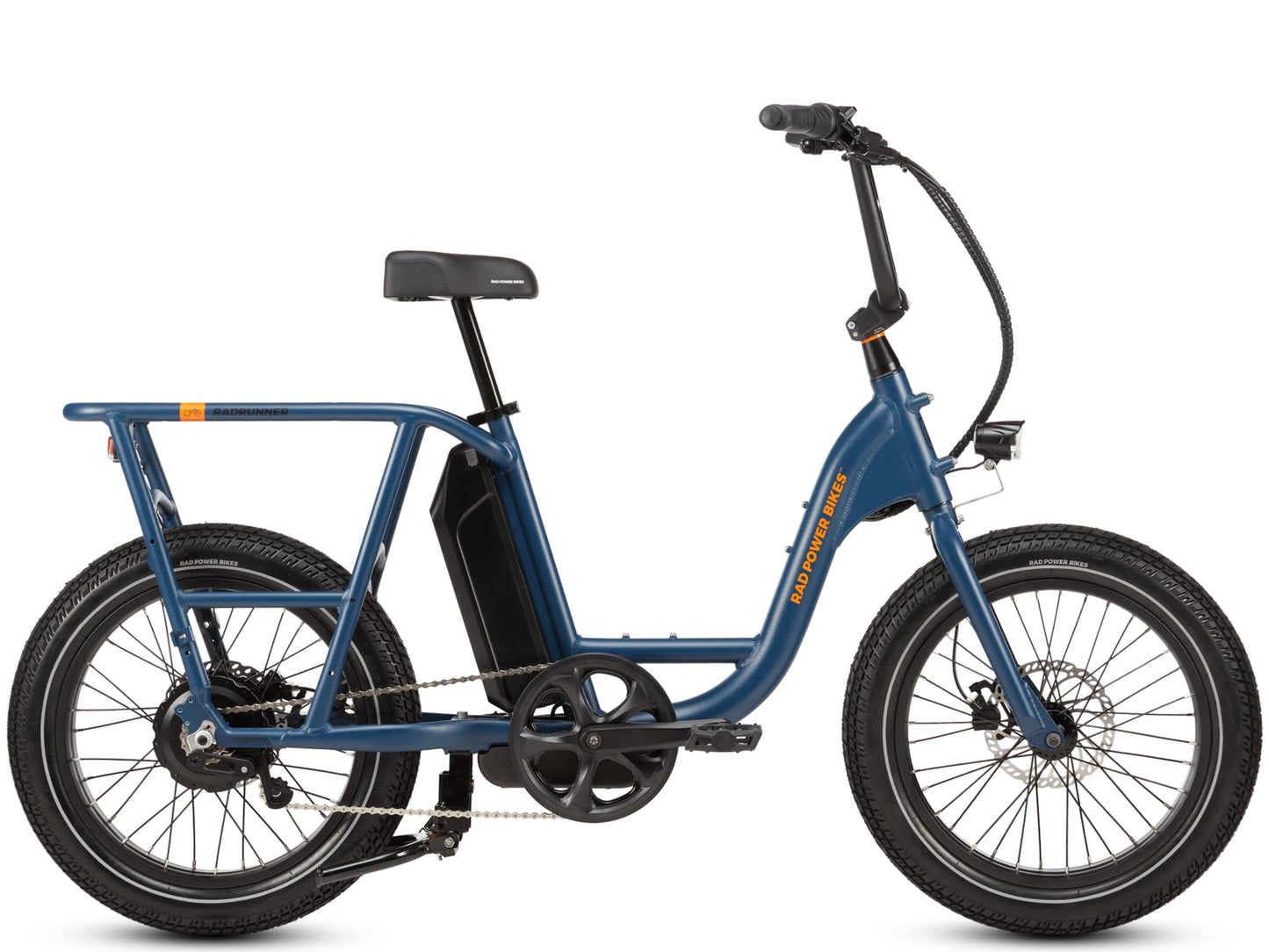 Rad Power RadRunner Electric Cargo Utility Bike Classic blue Side profile