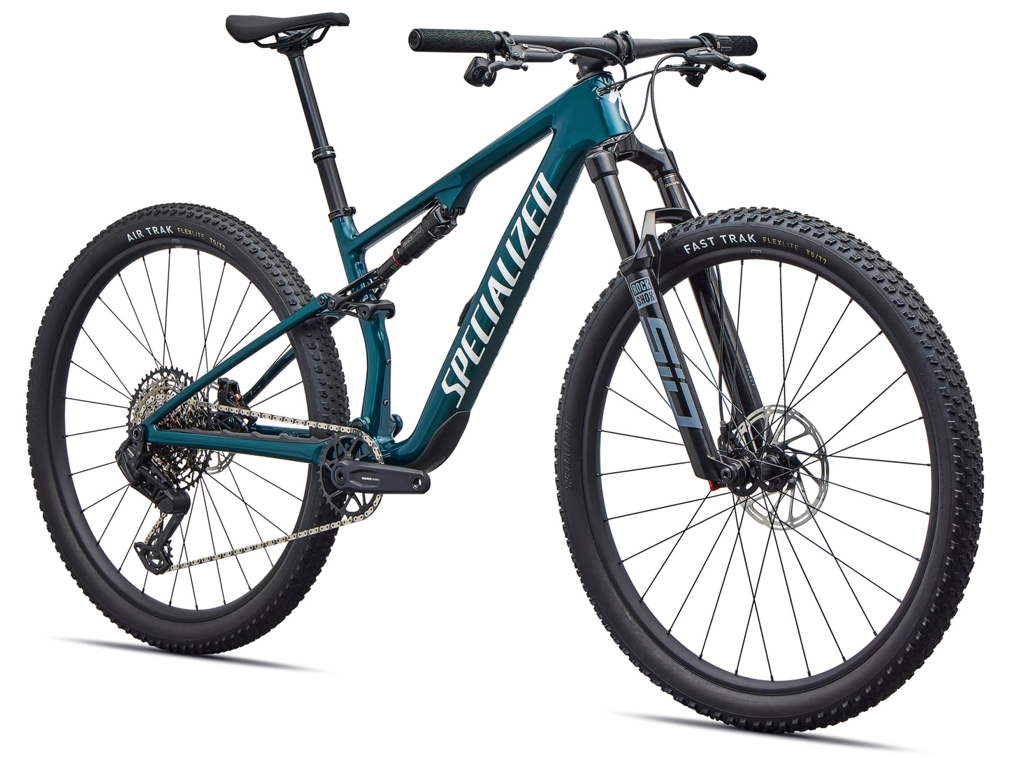 Specialized Epic 8 Comp Full suspension Mountain bike Gloss emerald metaliic / white Forward facing view