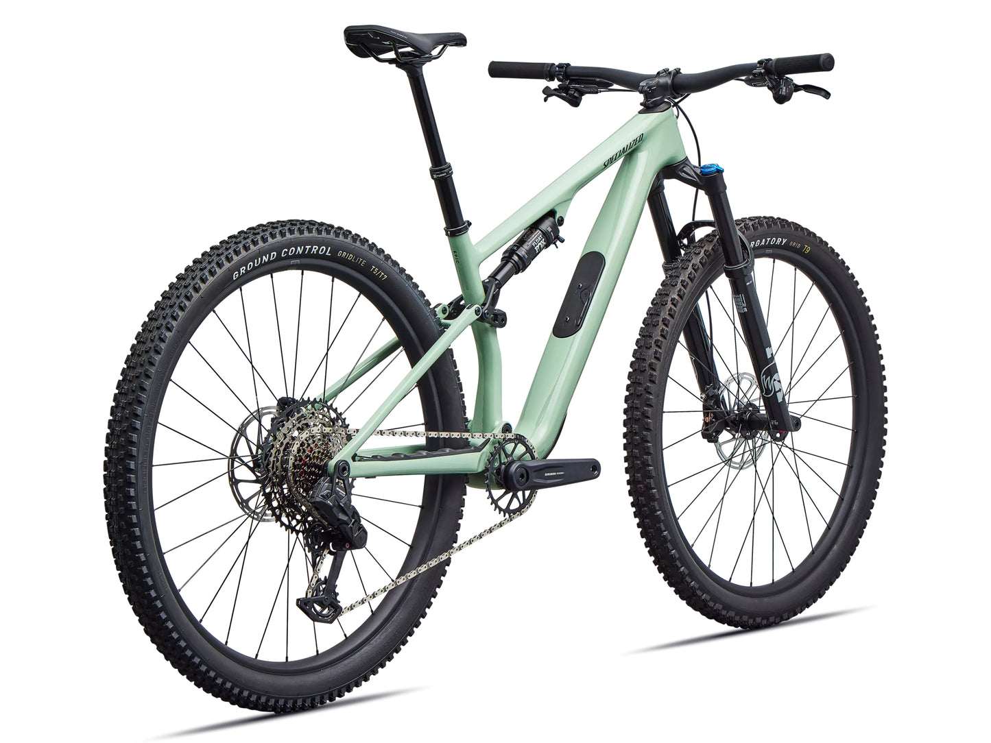 Specialized Epic 8 EVO Comp Full suspension Mountain bike Gloss pistachio / obsidian Rear facing view