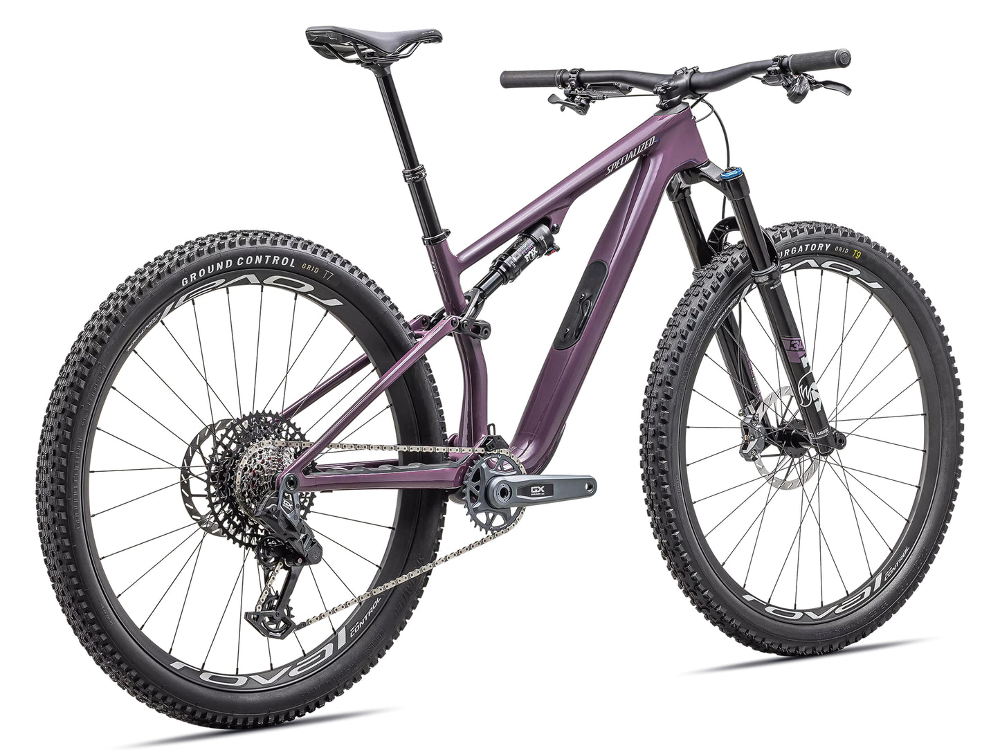 Specialized Epic 8 EVO Expert Full suspension Mountain bike Gloss cast lilac / dune white Rear facing view