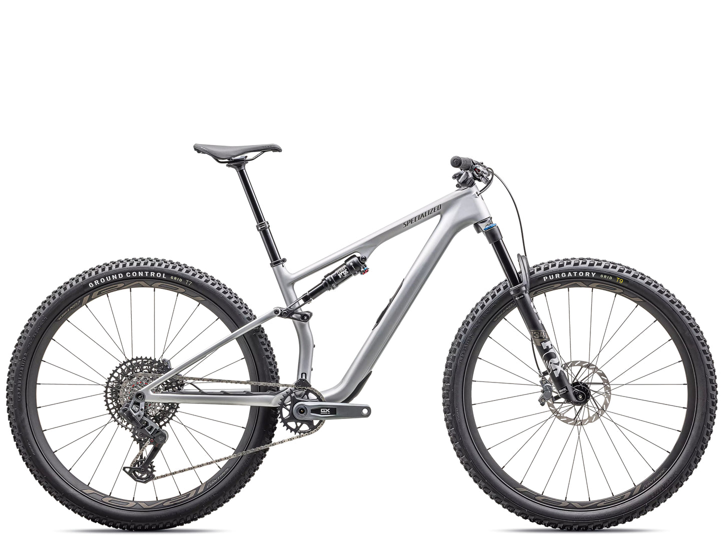 Specialized Epic 8 EVO Expert Full suspension Mountain bike satin silver dust / gunmetal Side profile