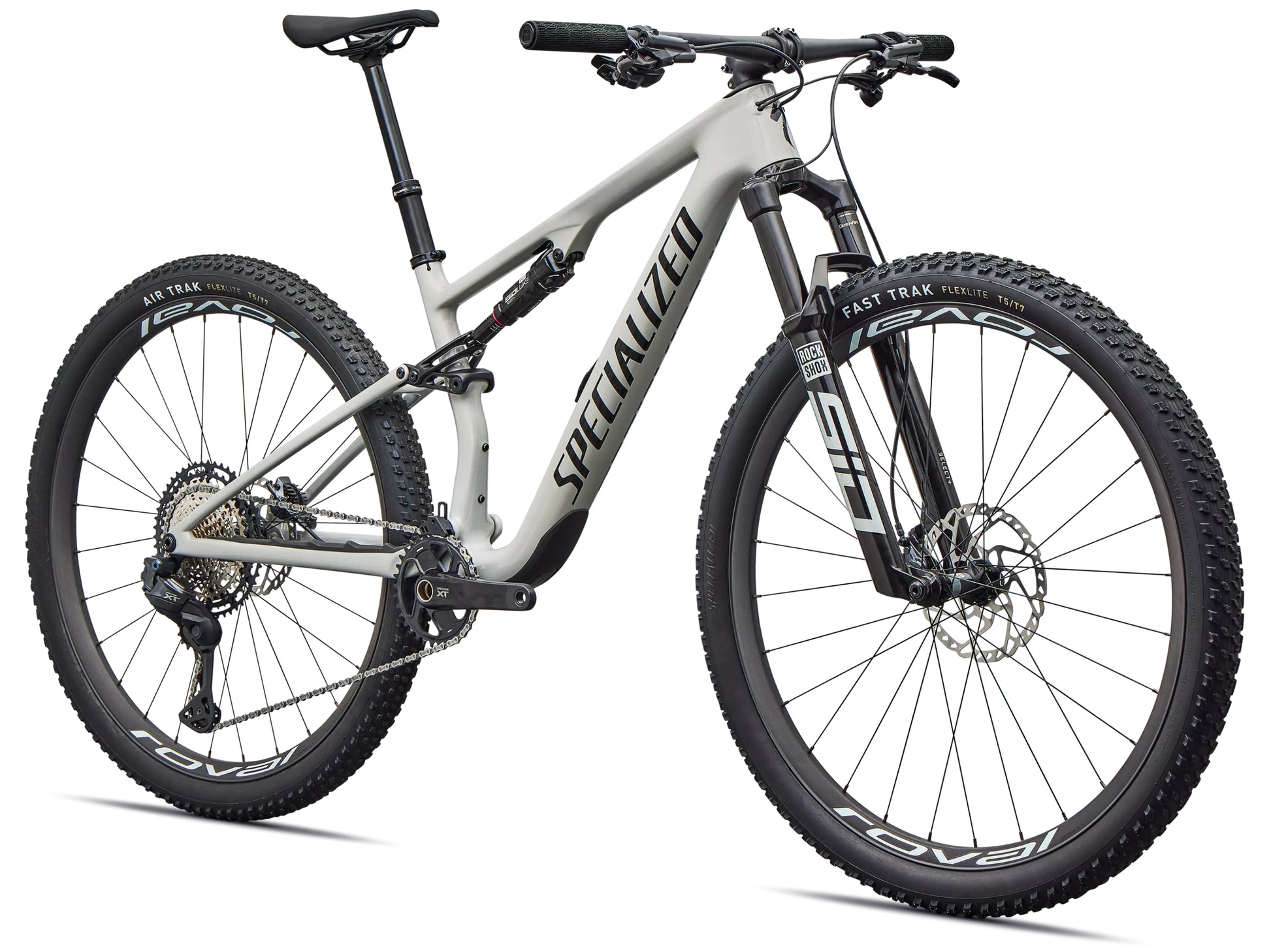 Specialized Epic 8 Expert Di2 Full suspension mountain bike Gloss dolomite metallic / obisidian Forward facing view