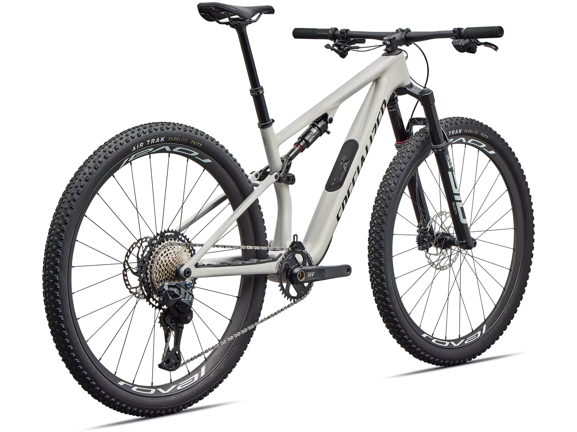 Specialized Epic 8 Expert Di2 Full suspension mountain bike Gloss dolomite metallic / obisidian Rear facing view