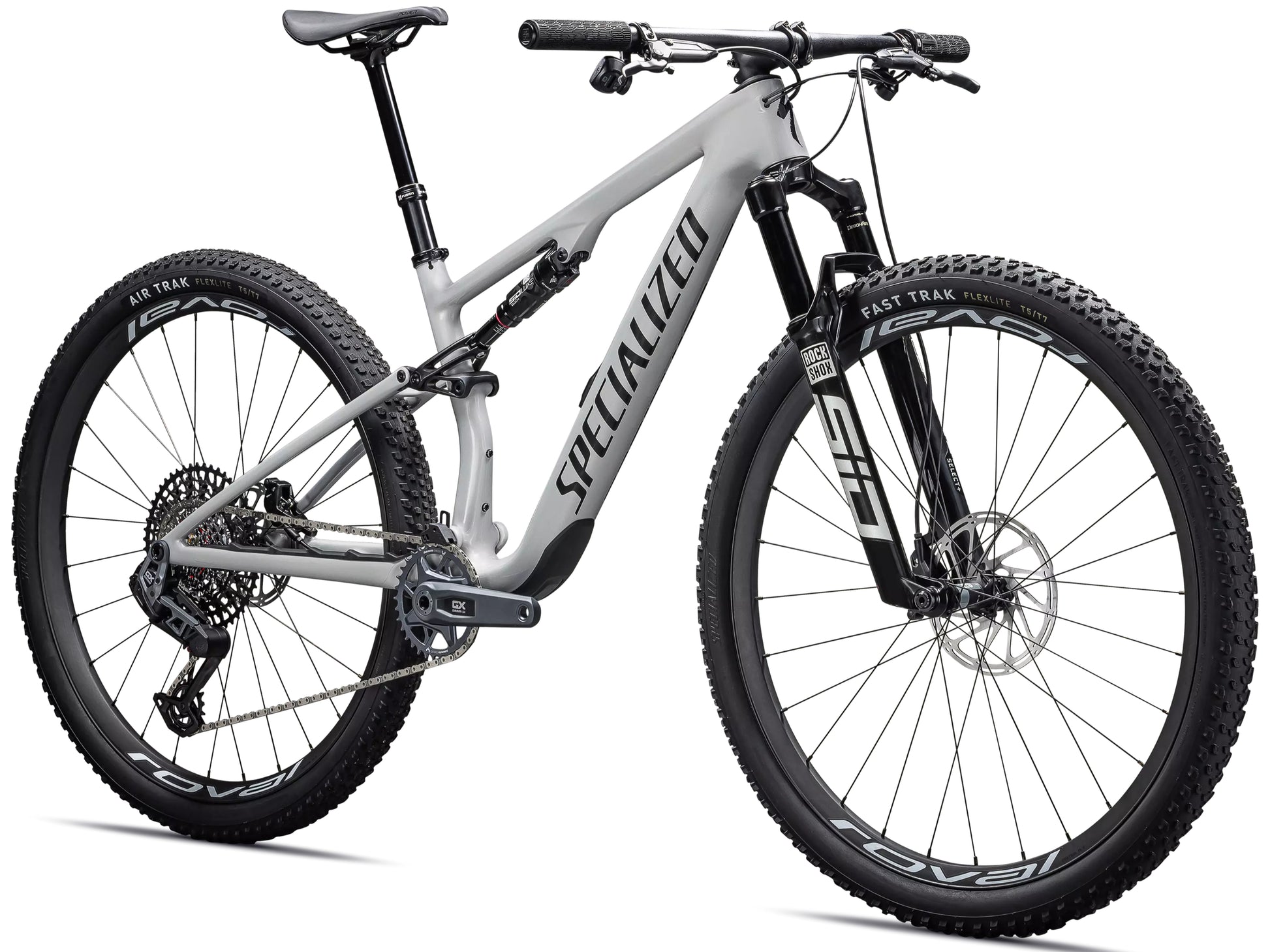 Specialized Epic 8 Expert Full suspension mountain bike Gloss dolomite metallic / obisidian Forward facing view