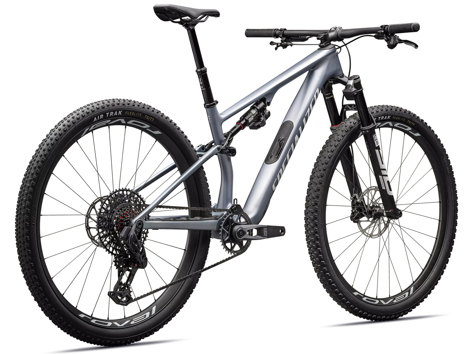 Specialized Epic 8 Pro Full Suspension Mountain bikGlacial metallic pearl / metallic white silver Rear facing view