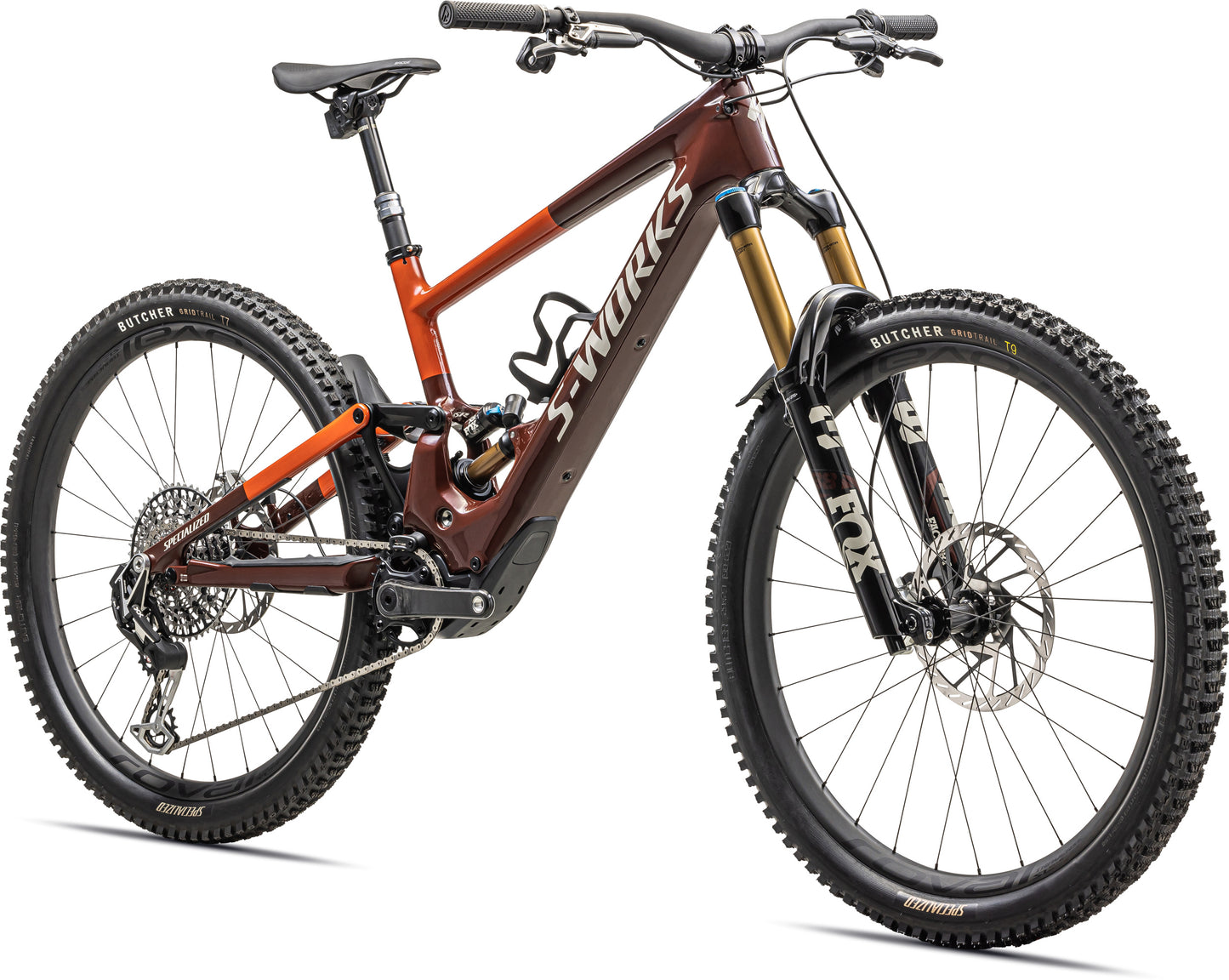 Specialized Kenevo SL S-Works Carbon Full Suspension eMTB Rust red / redwood / white mountains Forward facing view