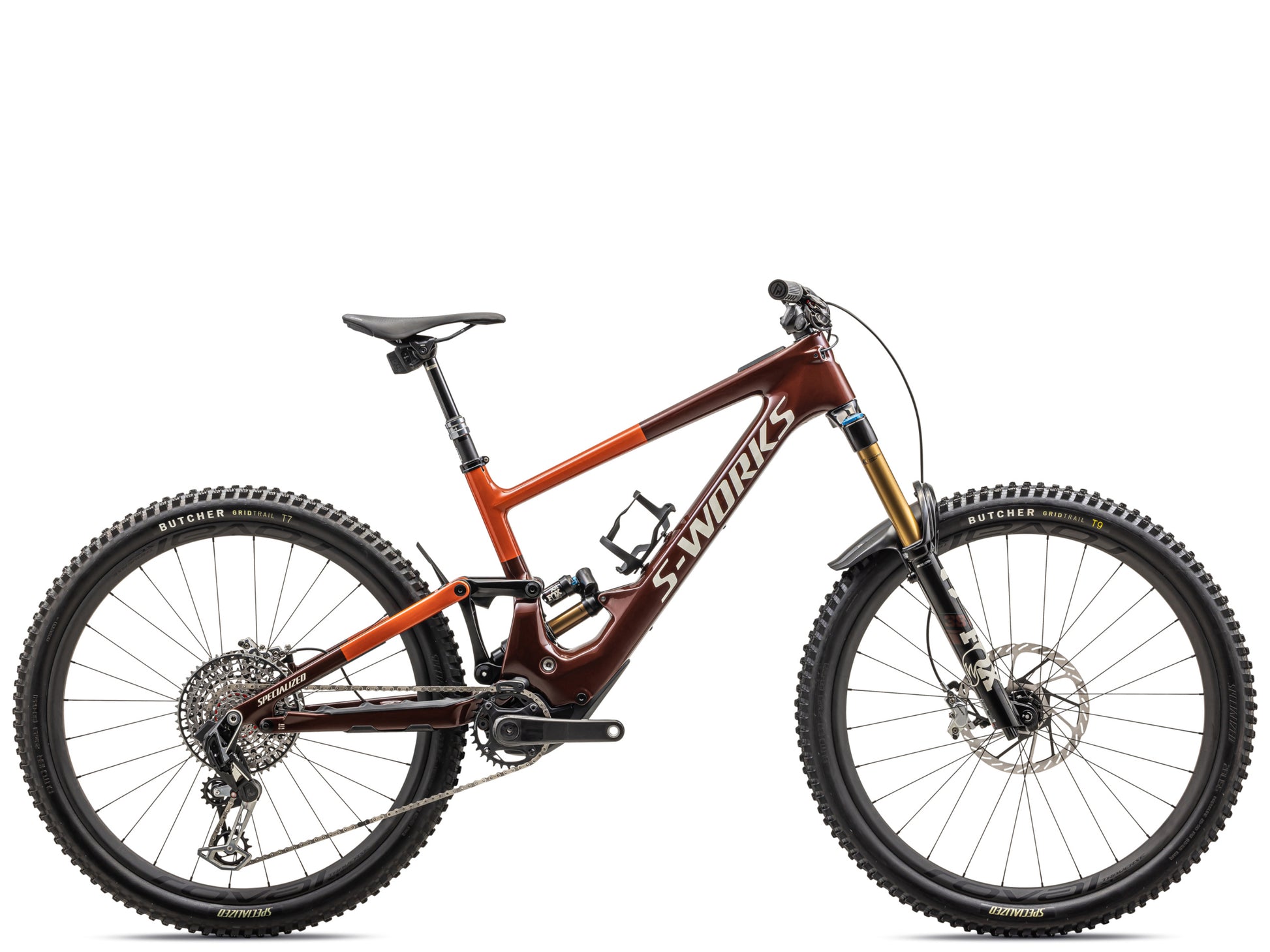 Specialized Kenevo SL S-Works Carbon Full Suspension eMTB Rust red / redwood / white mountains Side profile