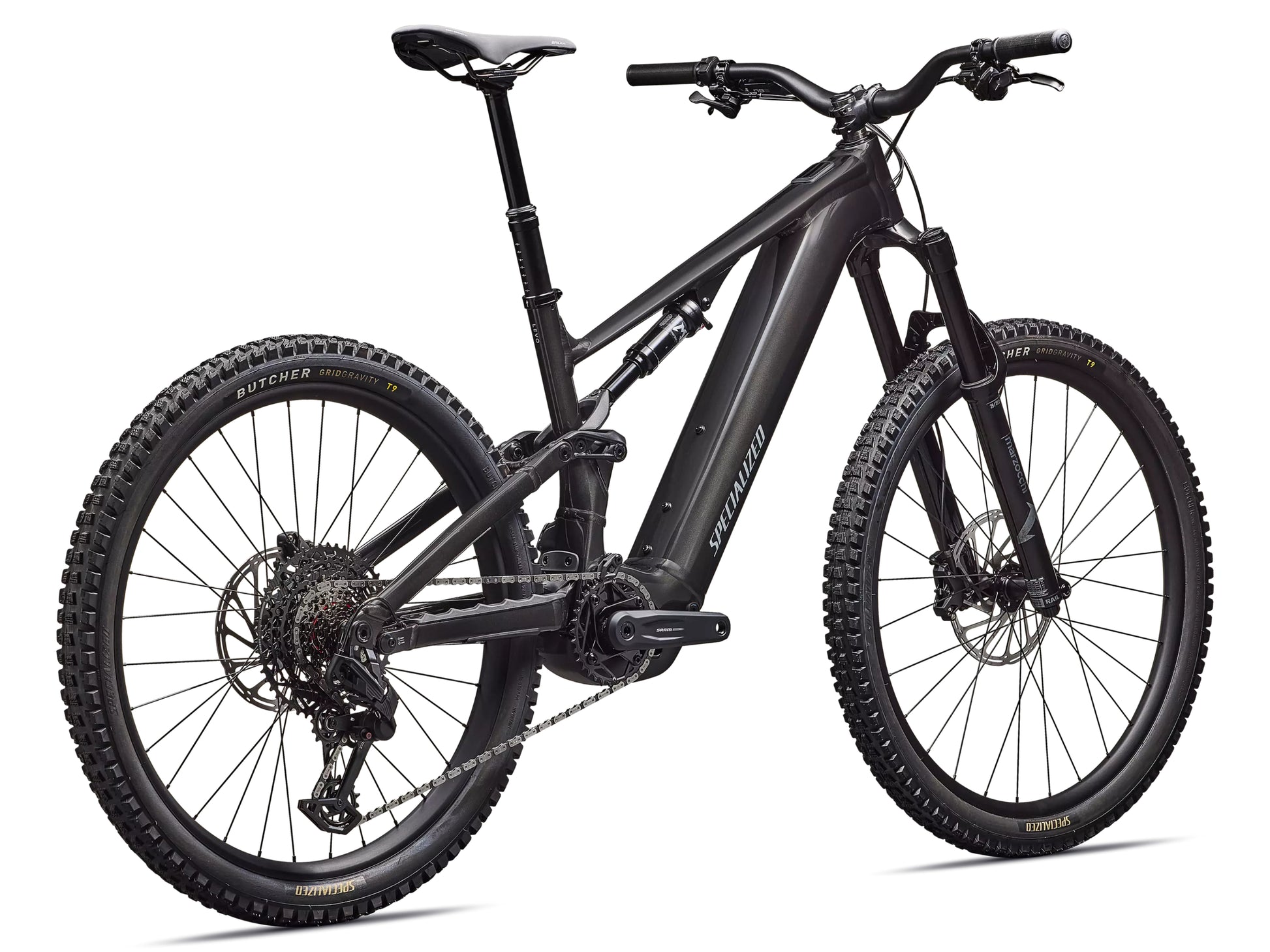 Specialized Turbo Levo 4 Alloy Full Suspension eMTB Gloss metallic obsidian / silver dust Rear facing view