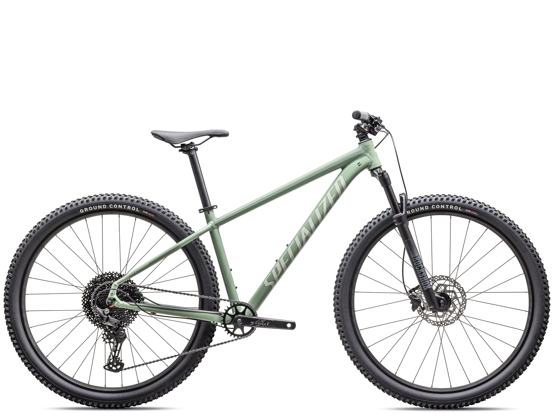 Specialized Rockhopper Comp Hardtail Mountain bike Gloss pitachio / white mountains Side profile