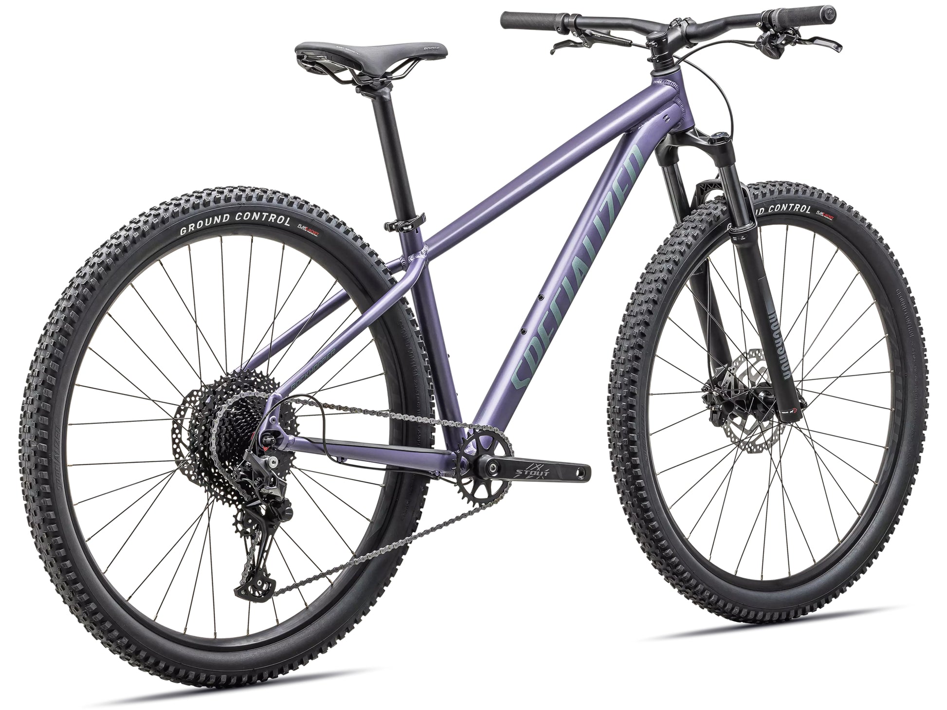 Specialized Rockhopper Comp Hardtail Mountain bike Satin mauve metallic / fjord metallic Rear facing view