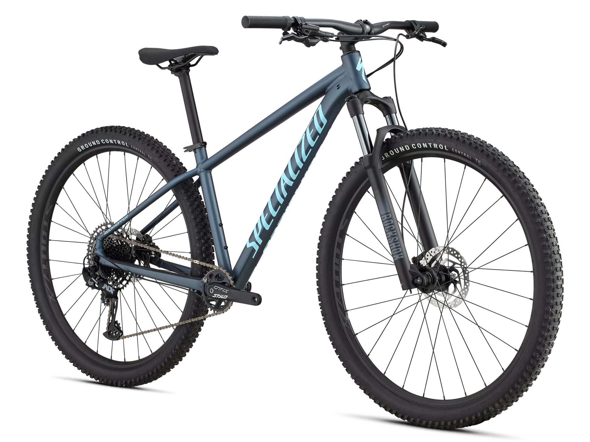 Specialized Rockhopper Expert Hardtail mountain bike Satin cast blue metallic / gloss astral blue Forward facing view