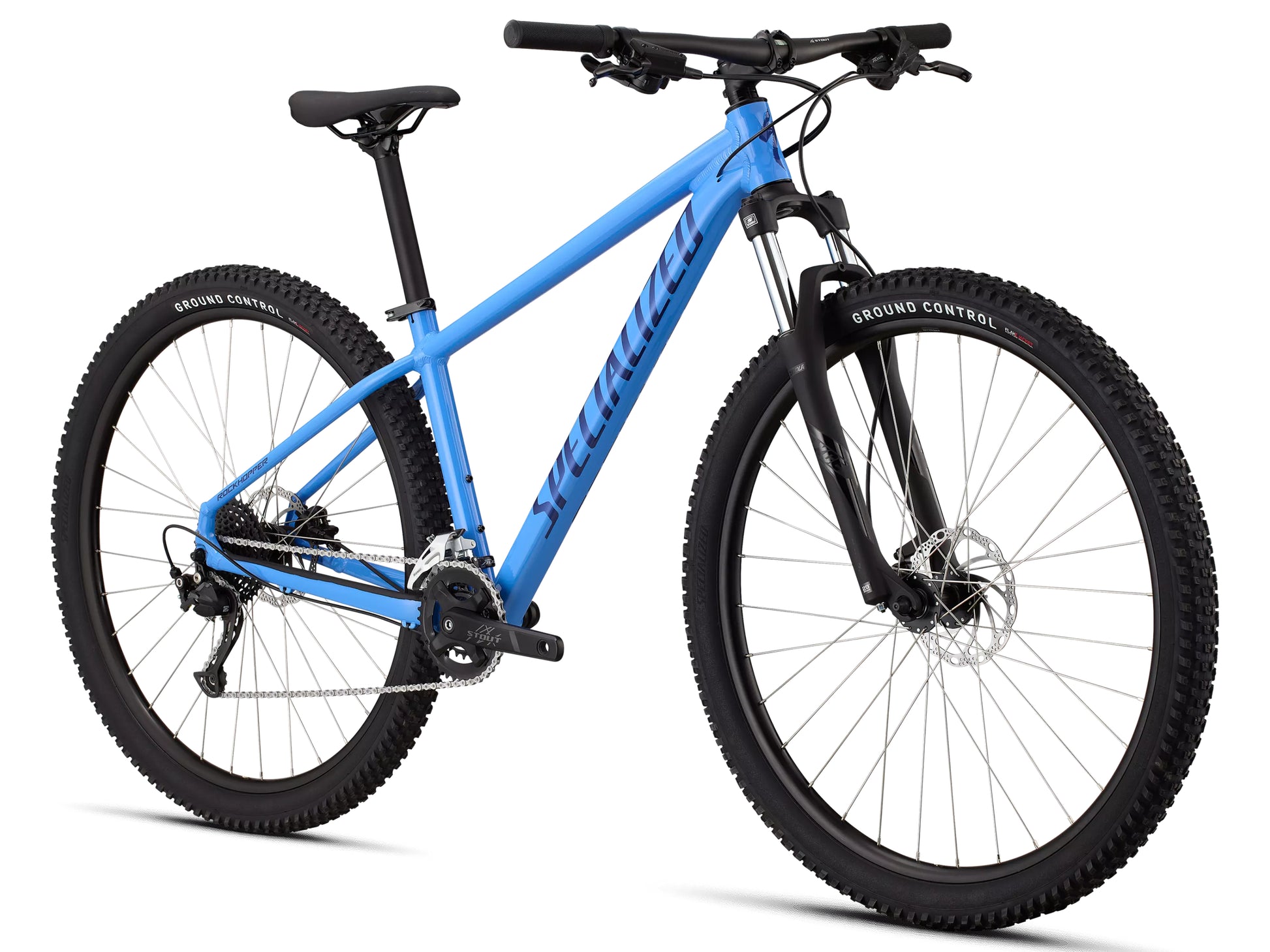 Specialized Rockhopper Hardtail mountain bike Gloss sky blue / majestly blue metallic Forward facing view